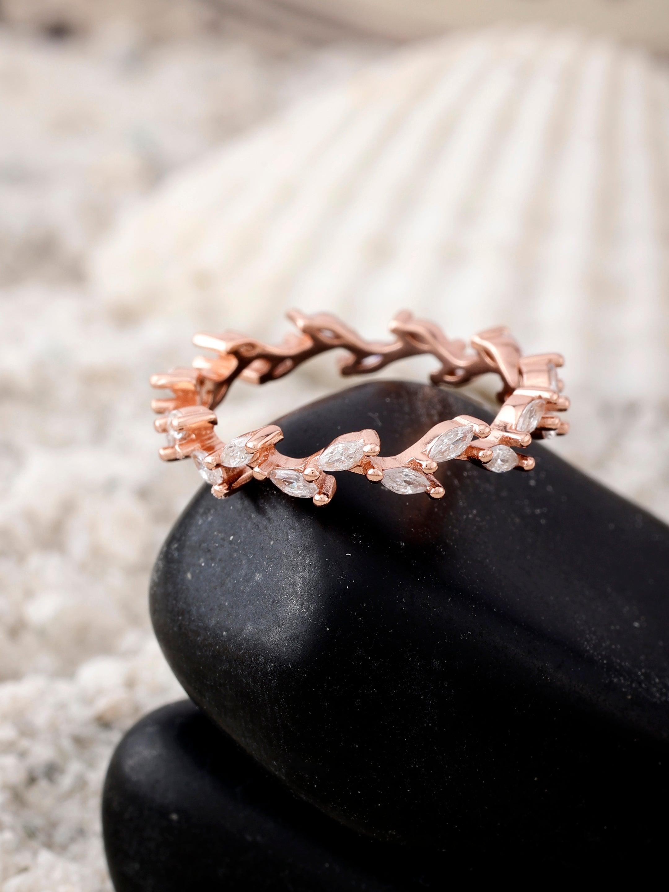 Whispering Willow Rose Gold Plated Silver Ring - Diavo Jewels