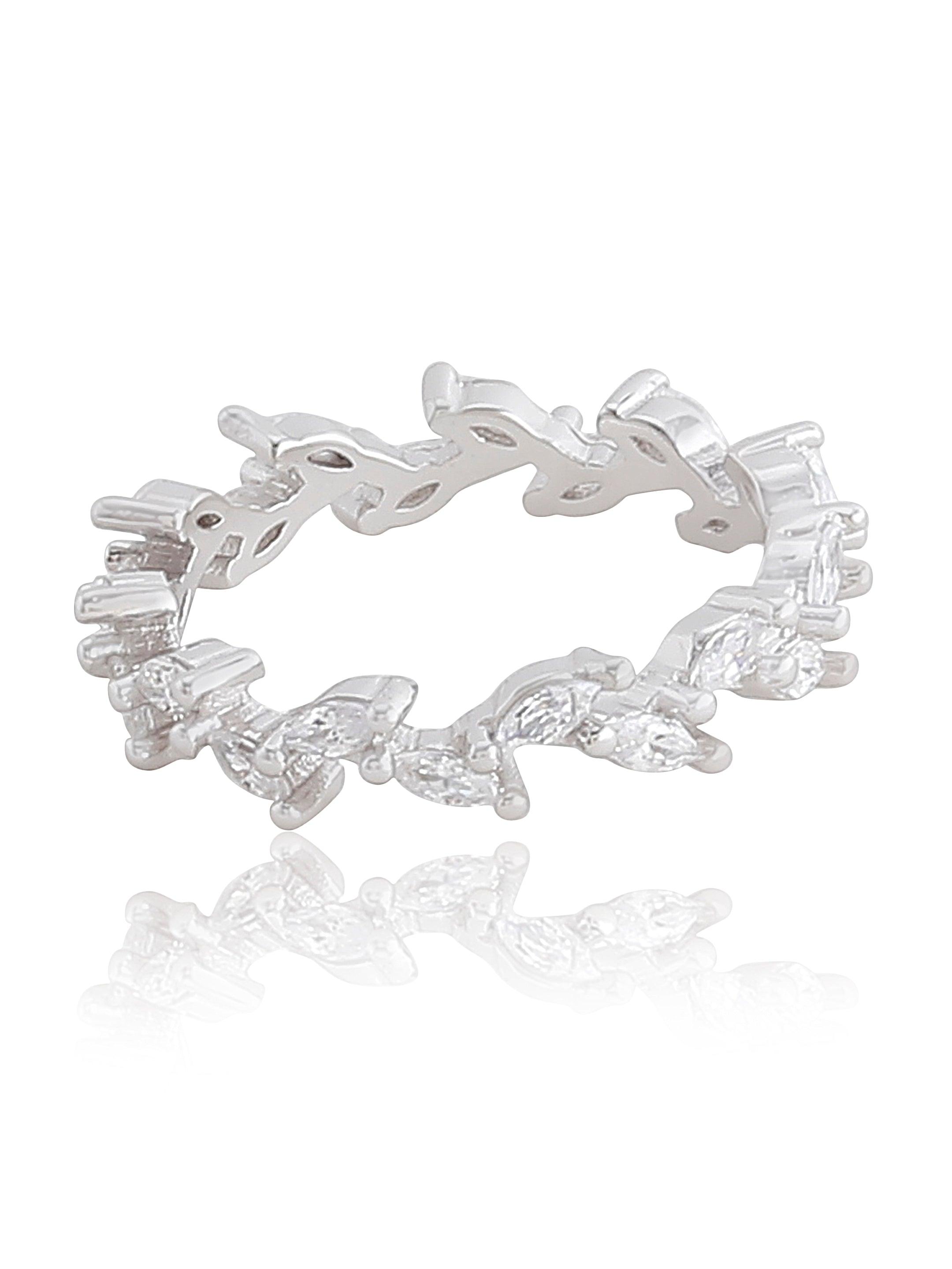 Whispering Willow Rhodium Plated Silver Ring - Diavo Jewels