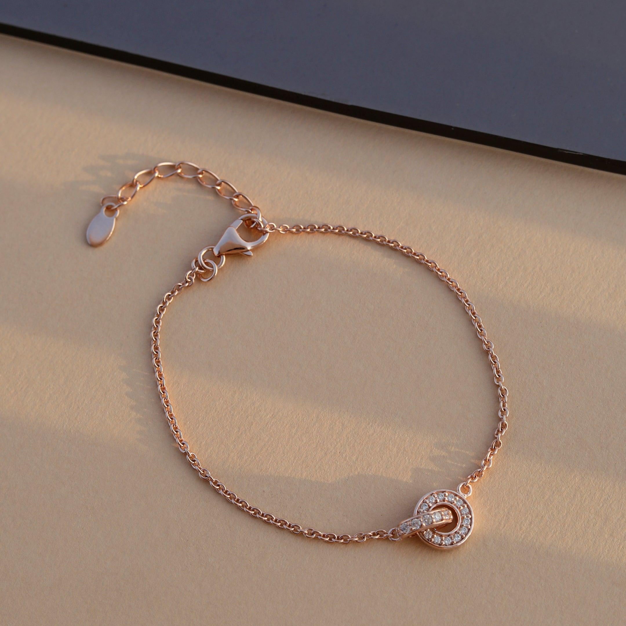 Rose Gold Interlocking Circles Bracelet - Diavo Jewels