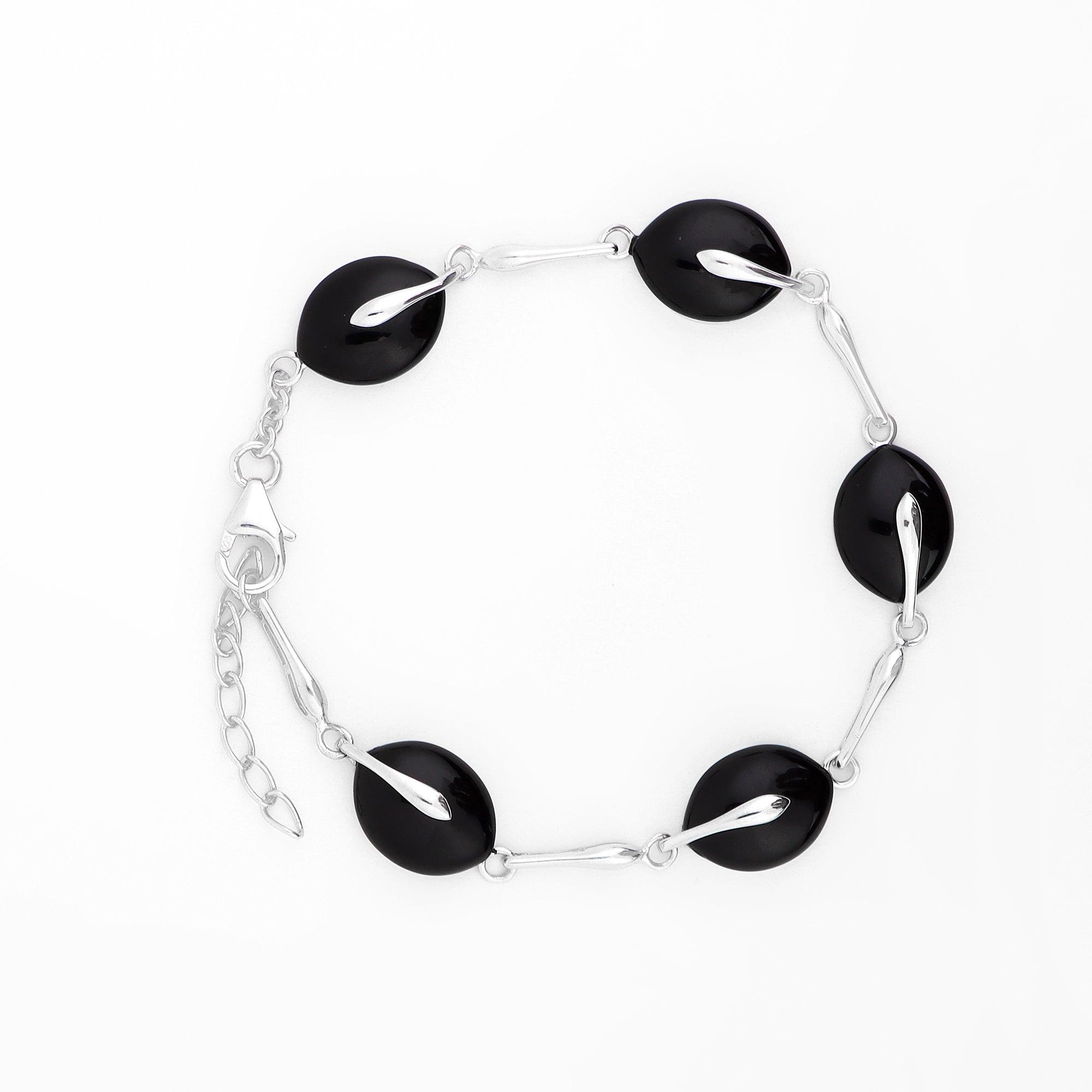 Onyx Stud 925 Silver Bracelet - Diavo Jewels