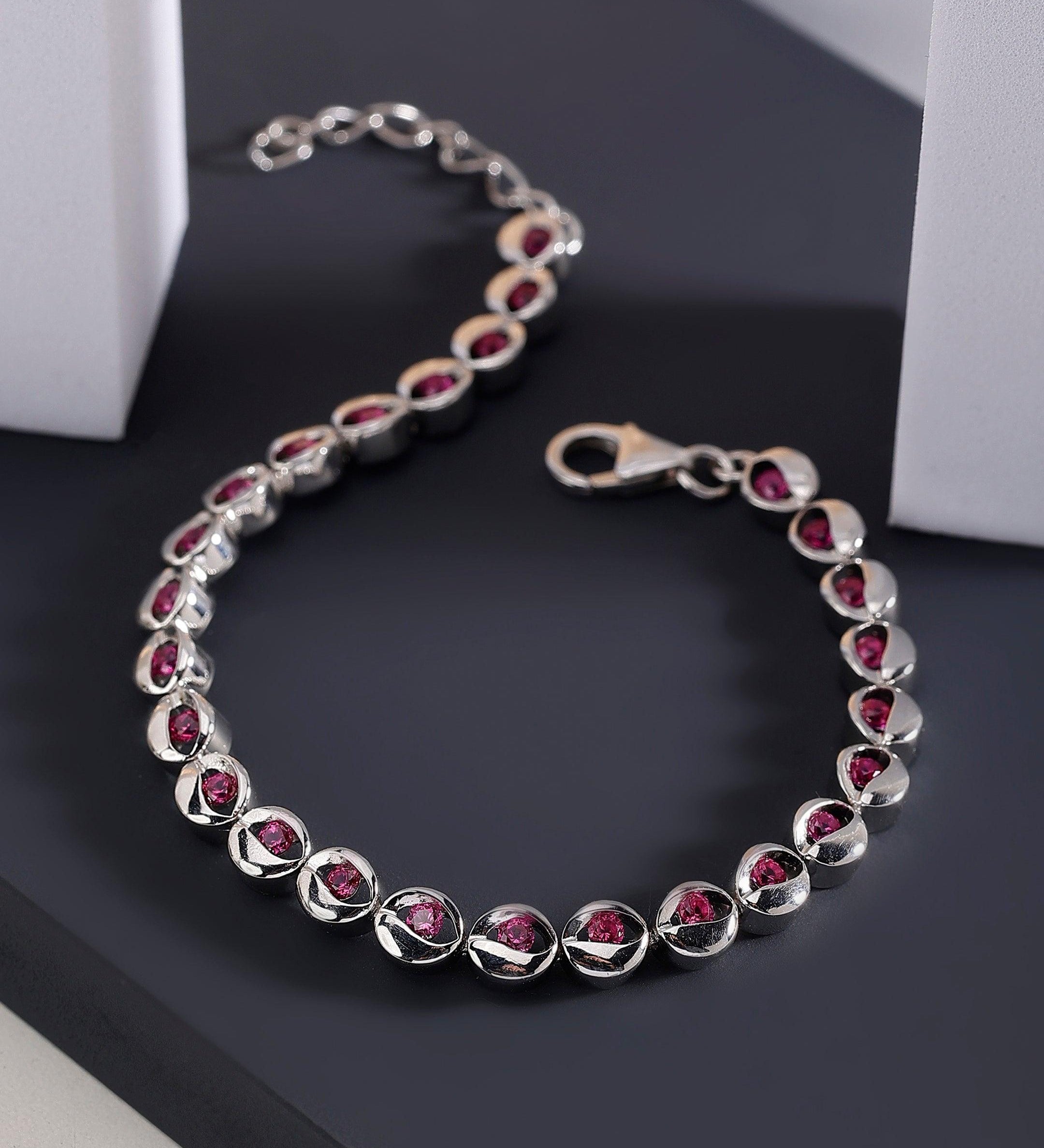 Ruby Radiance Rhodium Bracelet - Diavo Jewels