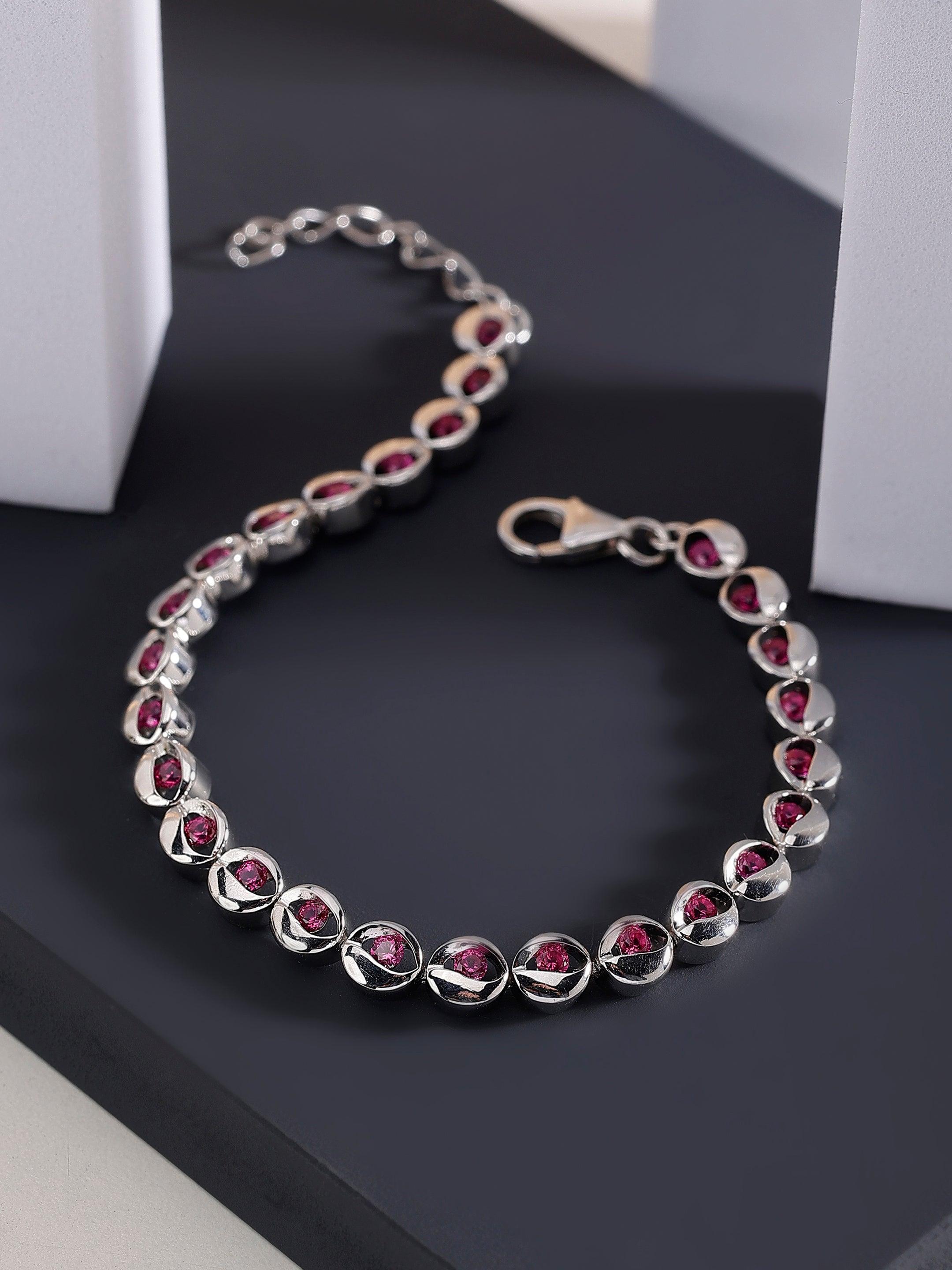 Ruby Radiance Rhodium Bracelet - Diavo Jewels