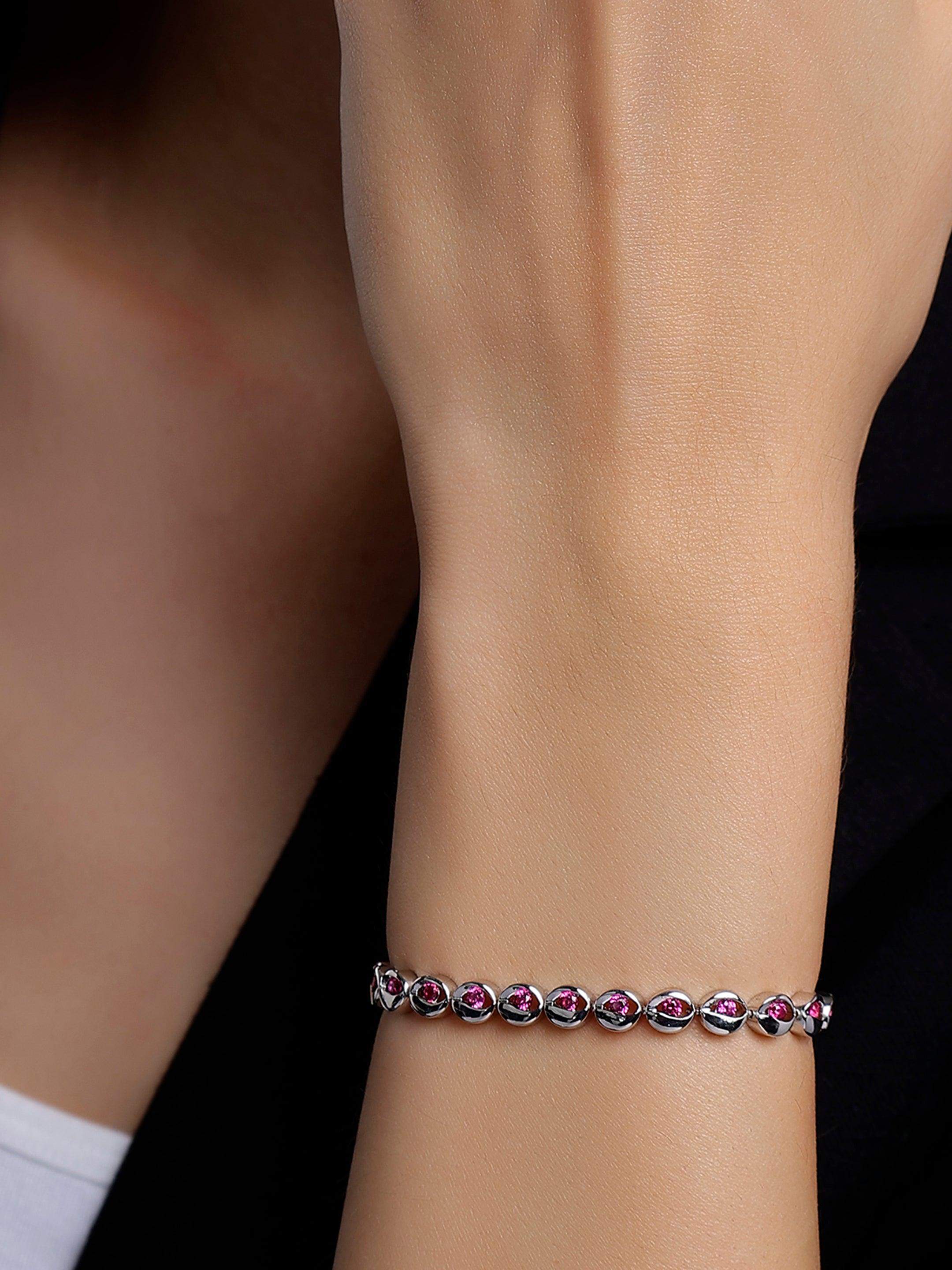 Ruby Radiance Rhodium Bracelet - Diavo Jewels