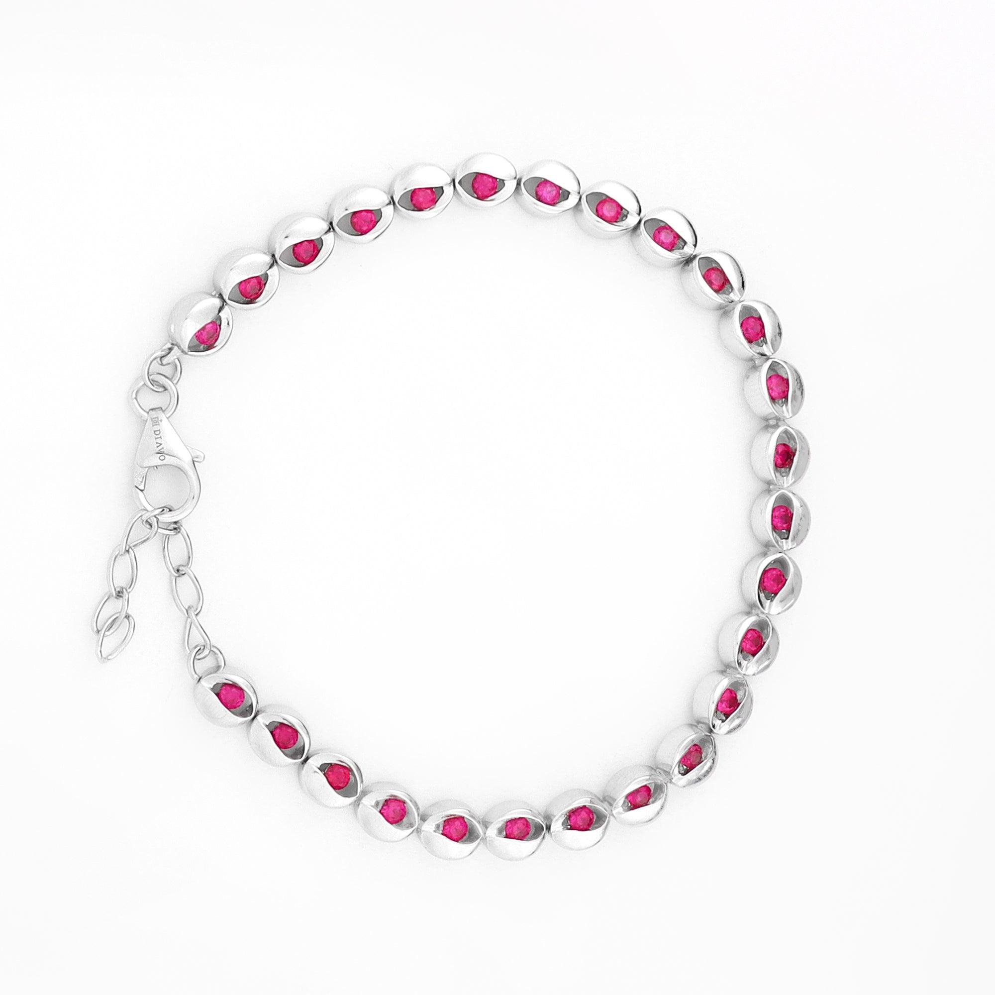 Ruby Radiance Rhodium Bracelet - Diavo Jewels