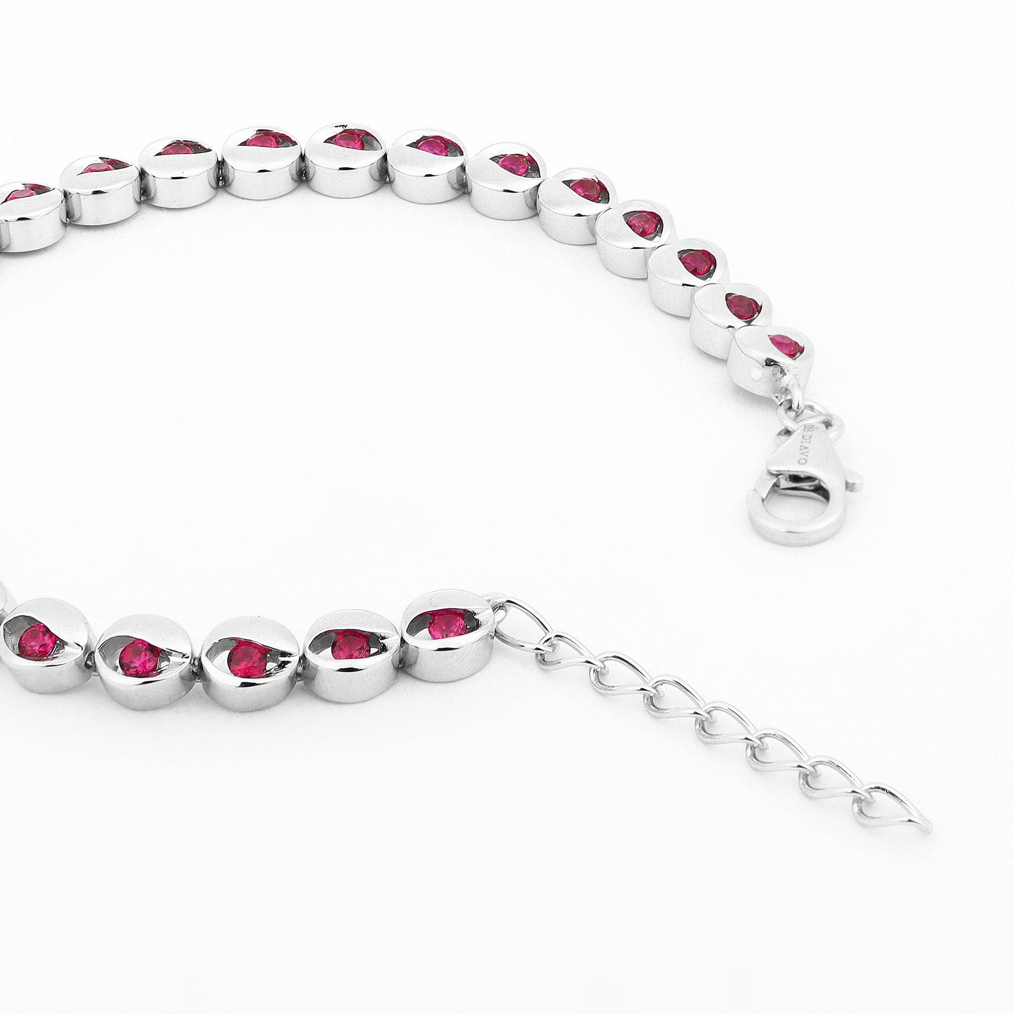 Ruby Radiance Rhodium Bracelet - Diavo Jewels