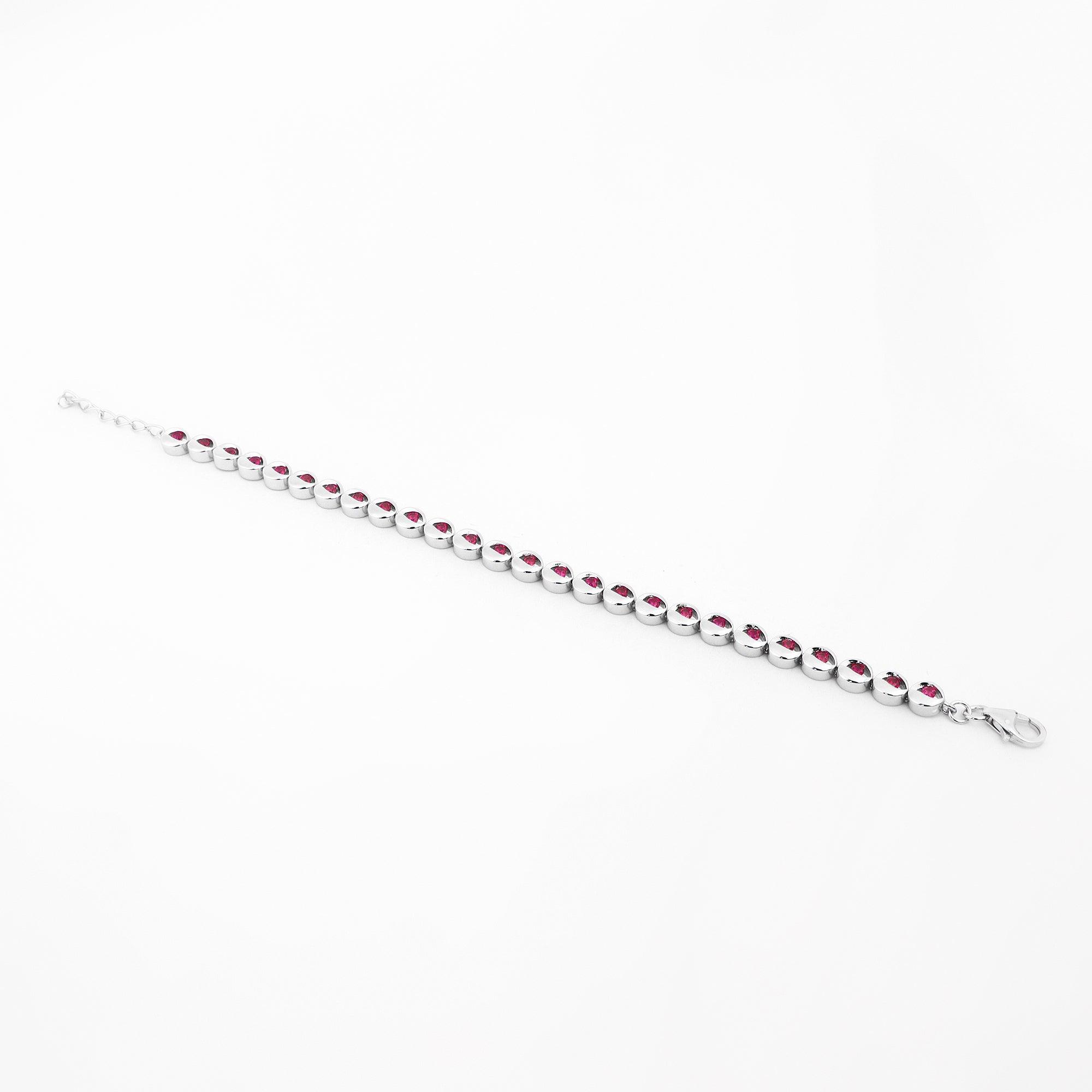 Ruby Radiance Rhodium Bracelet - Diavo Jewels