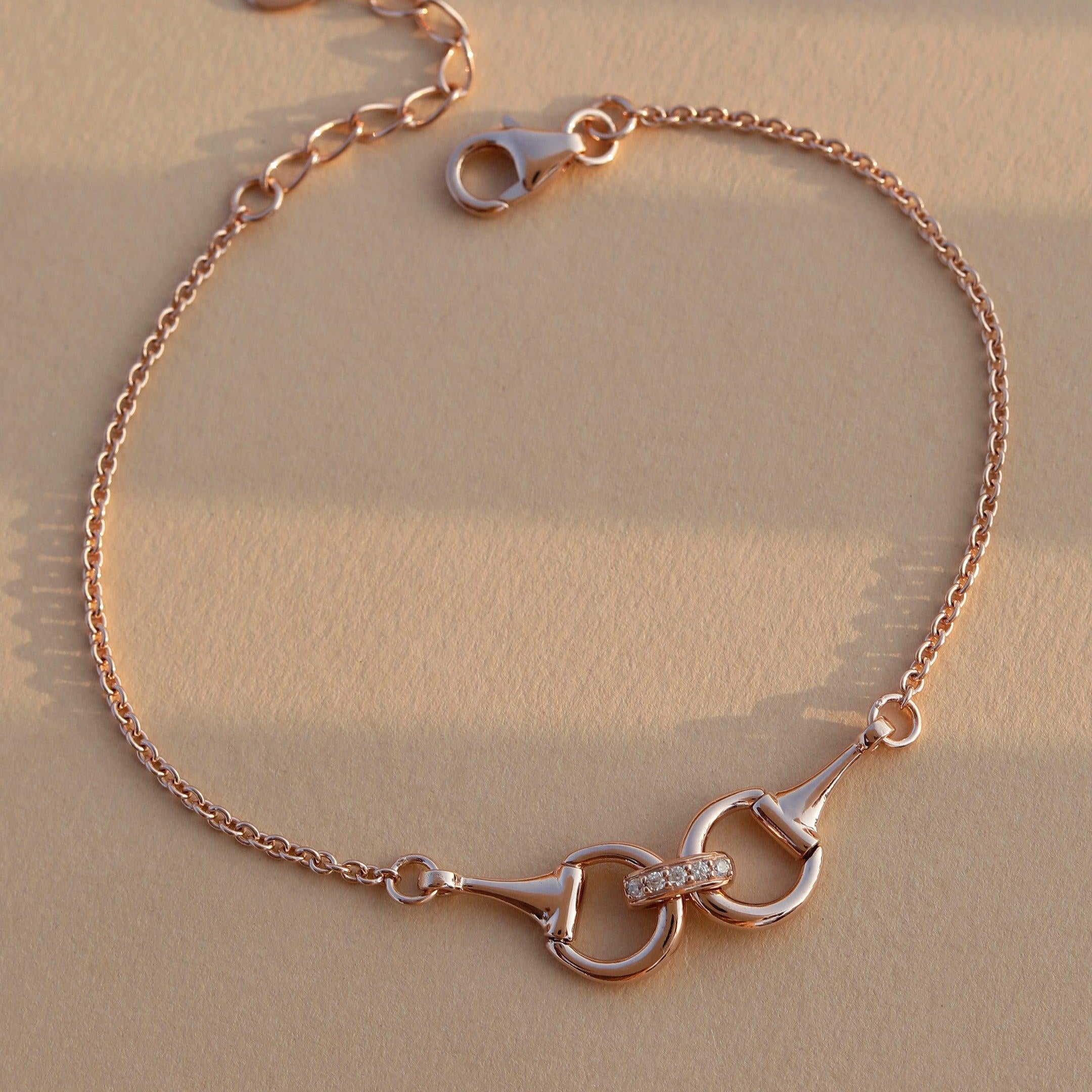 Graceful Rosette Interlocking Silver Bracelet - Diavo Jewels