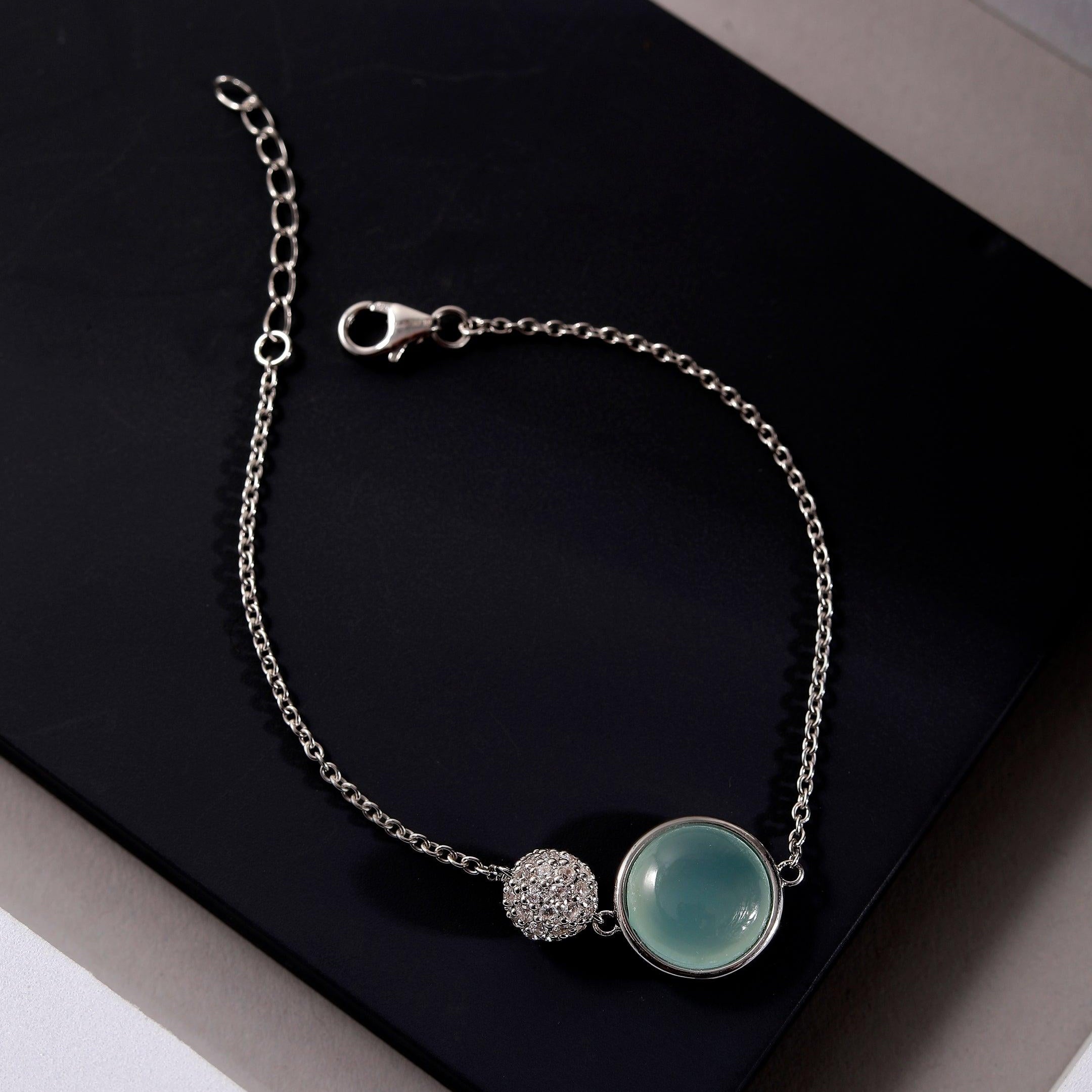 Mystic Green Bead Silver Bracelet - Diavo Jewels