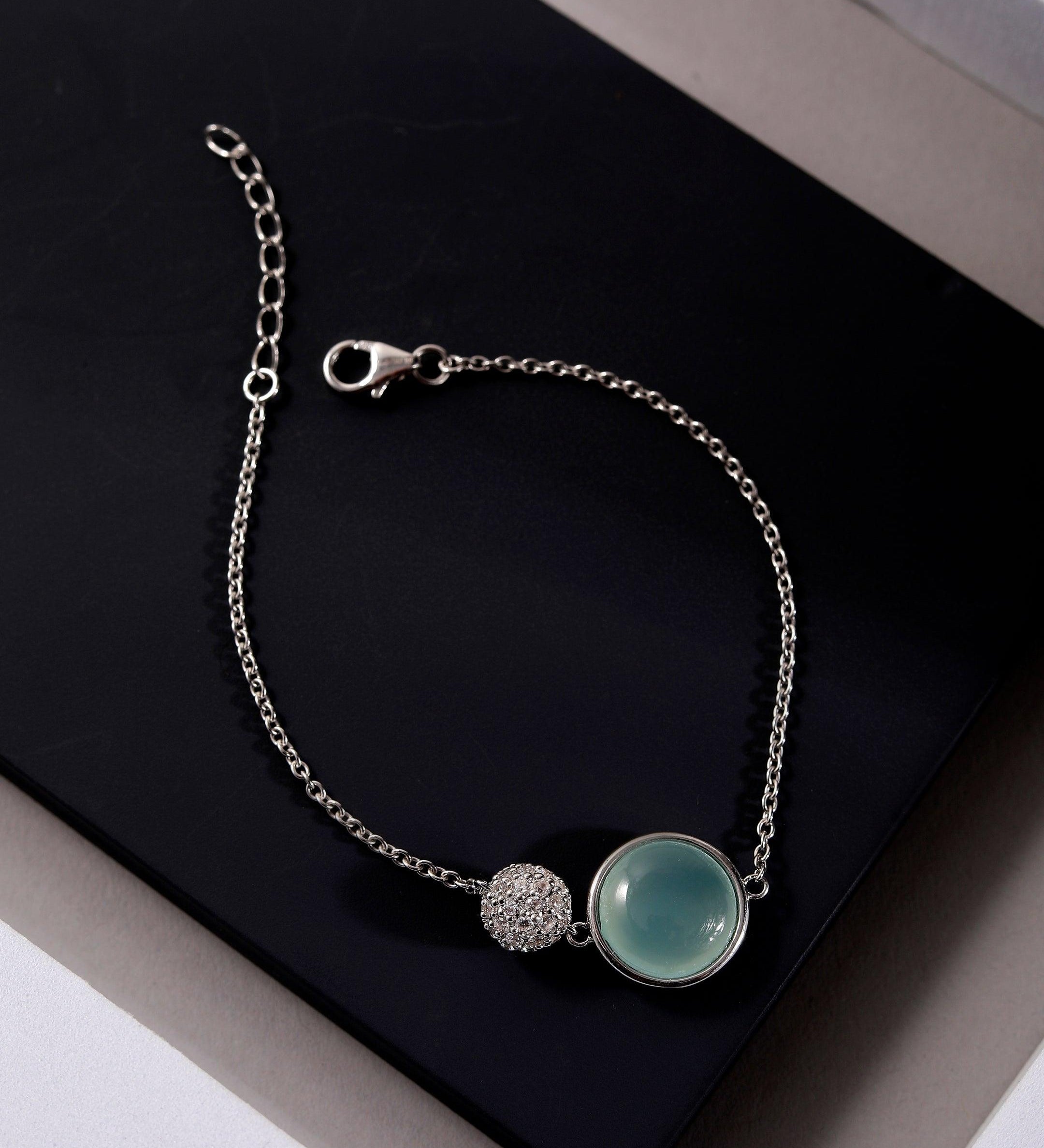 Mystic Green Bead Silver Bracelet - Diavo Jewels