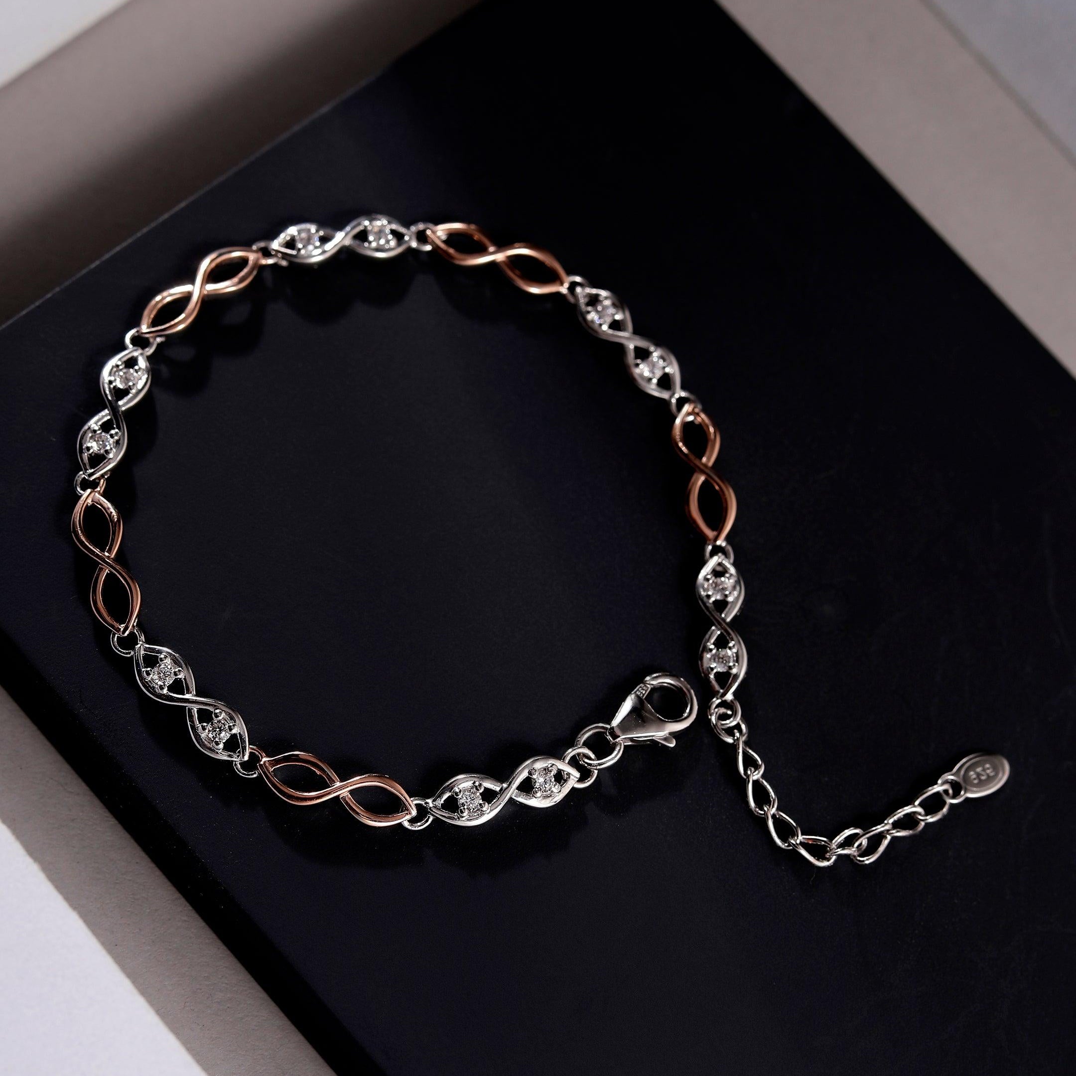 Interlocking Modish Silver Bracelet - Diavo Jewels