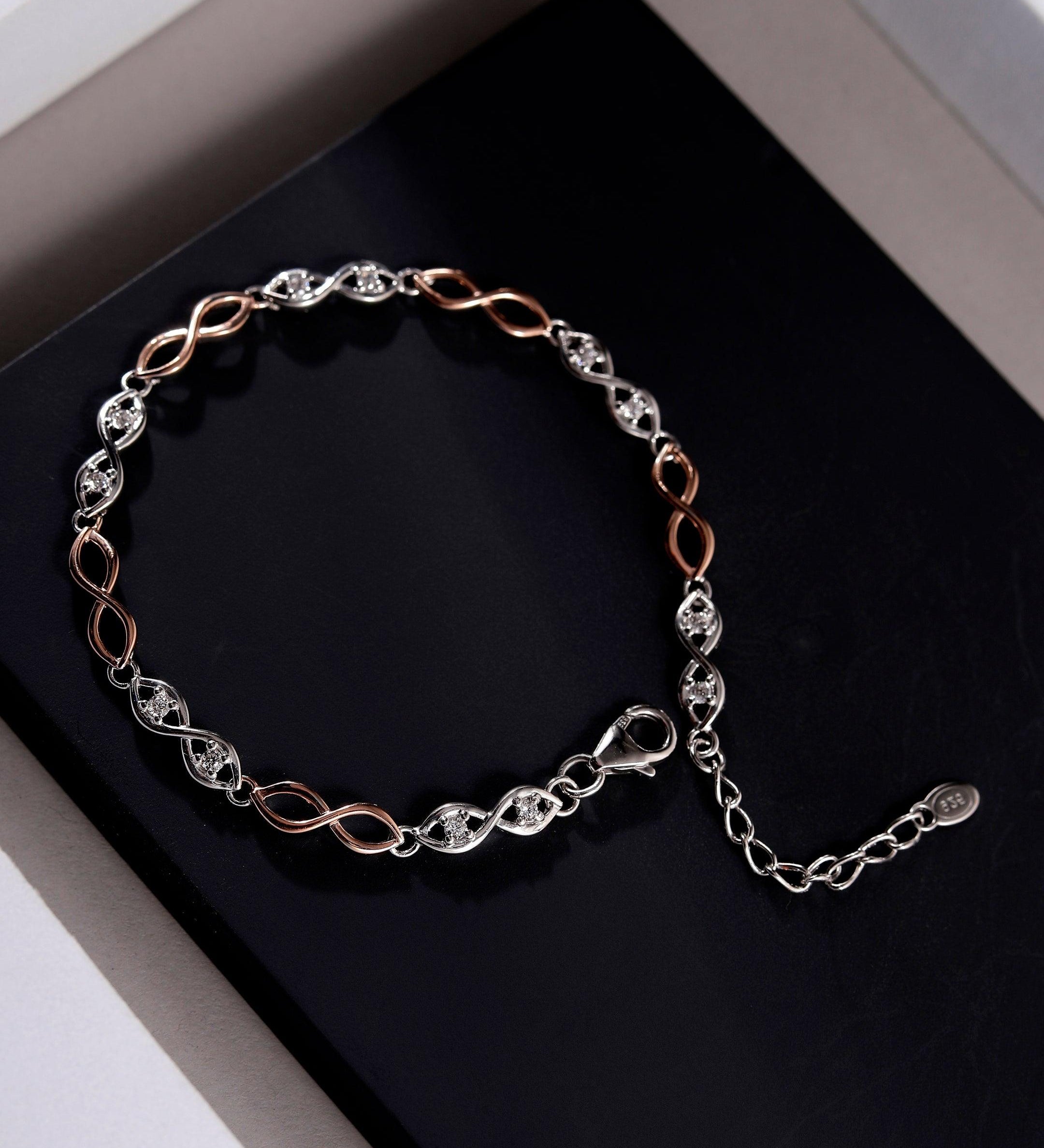 Interlocking Modish Silver Bracelet - Diavo Jewels