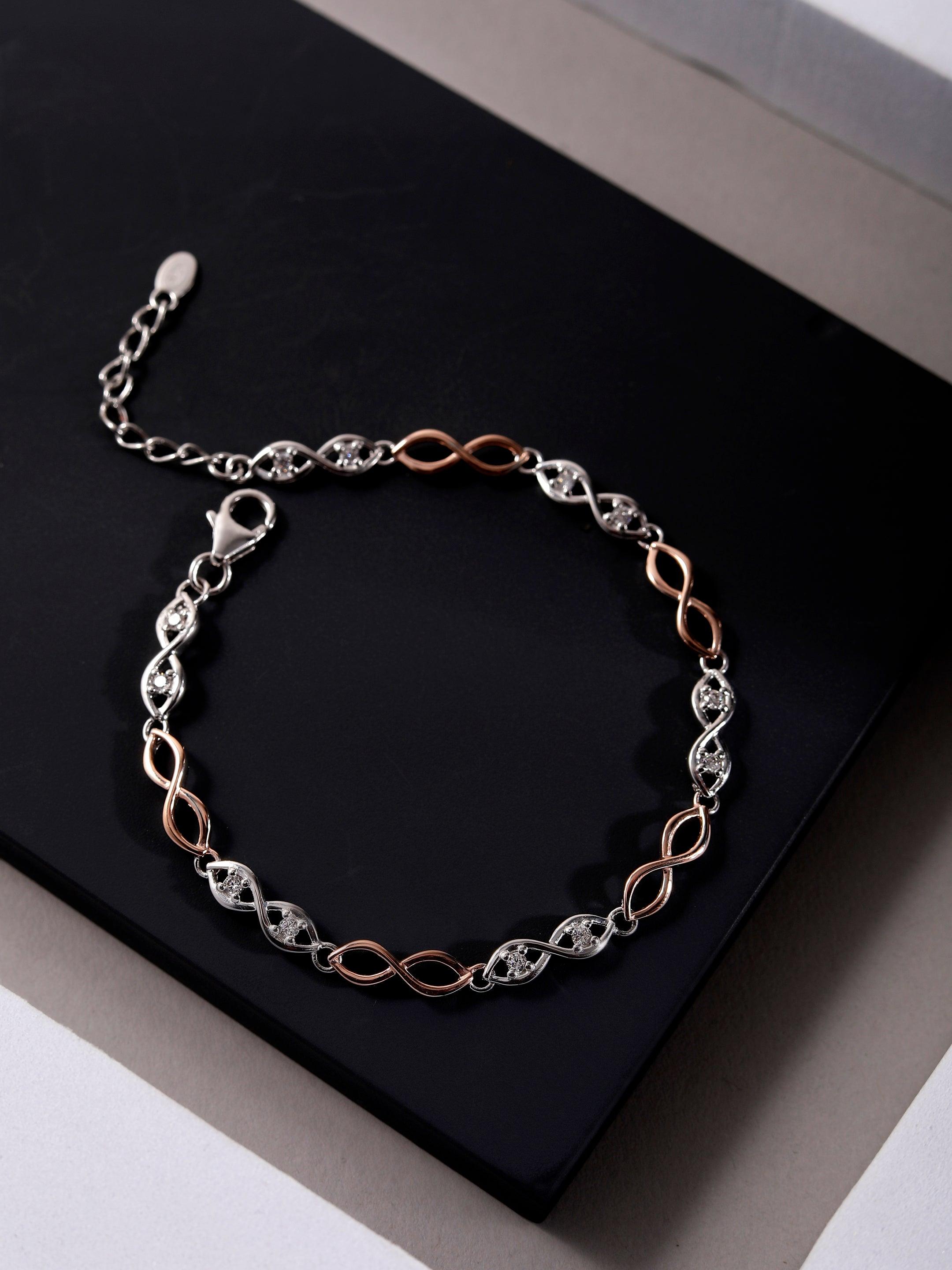 Interlocking Modish Silver Bracelet - Diavo Jewels