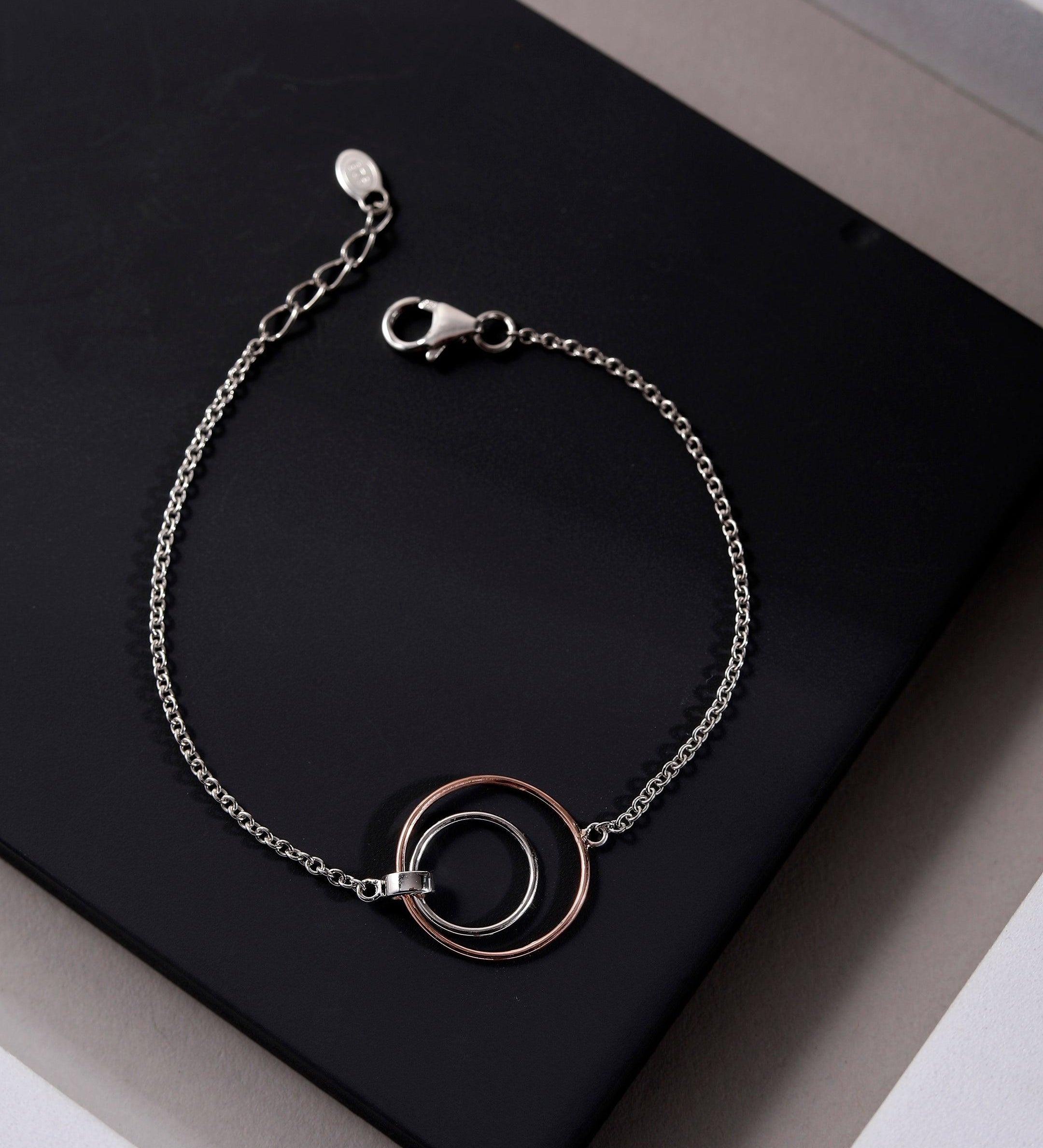 Sleek Circlet Duo Silver Bracelet - Diavo Jewels