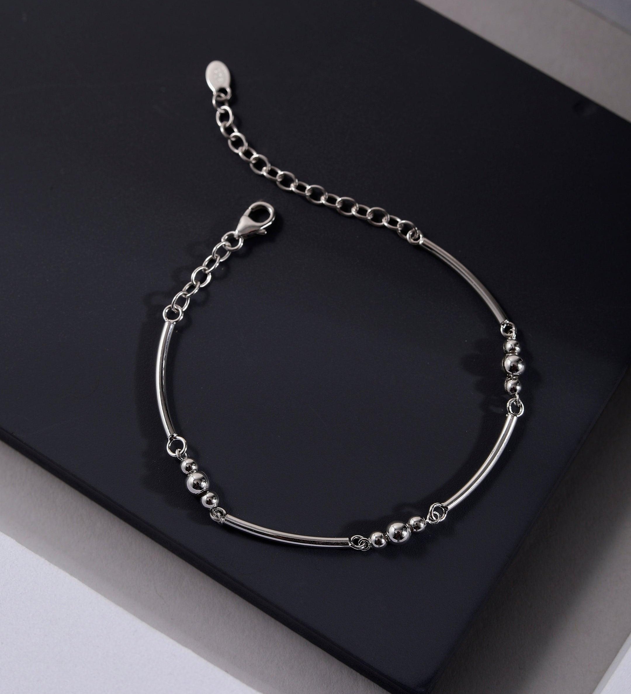 Geometric Whimsical Silver Bracelet - Diavo Jewels