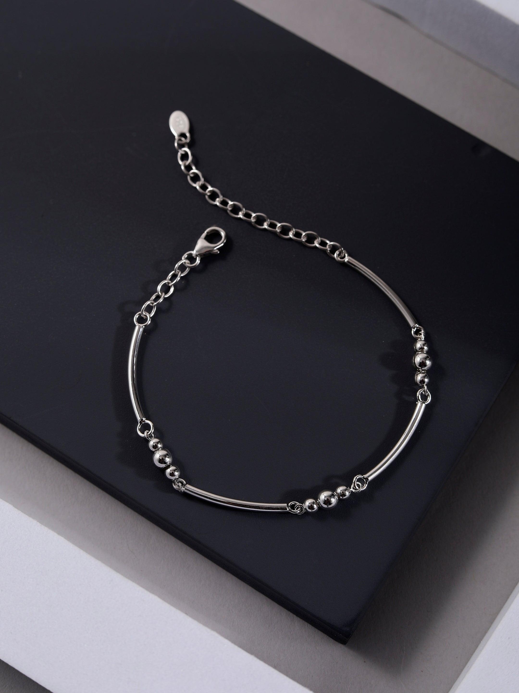 Geometric Whimsical Silver Bracelet - Diavo Jewels