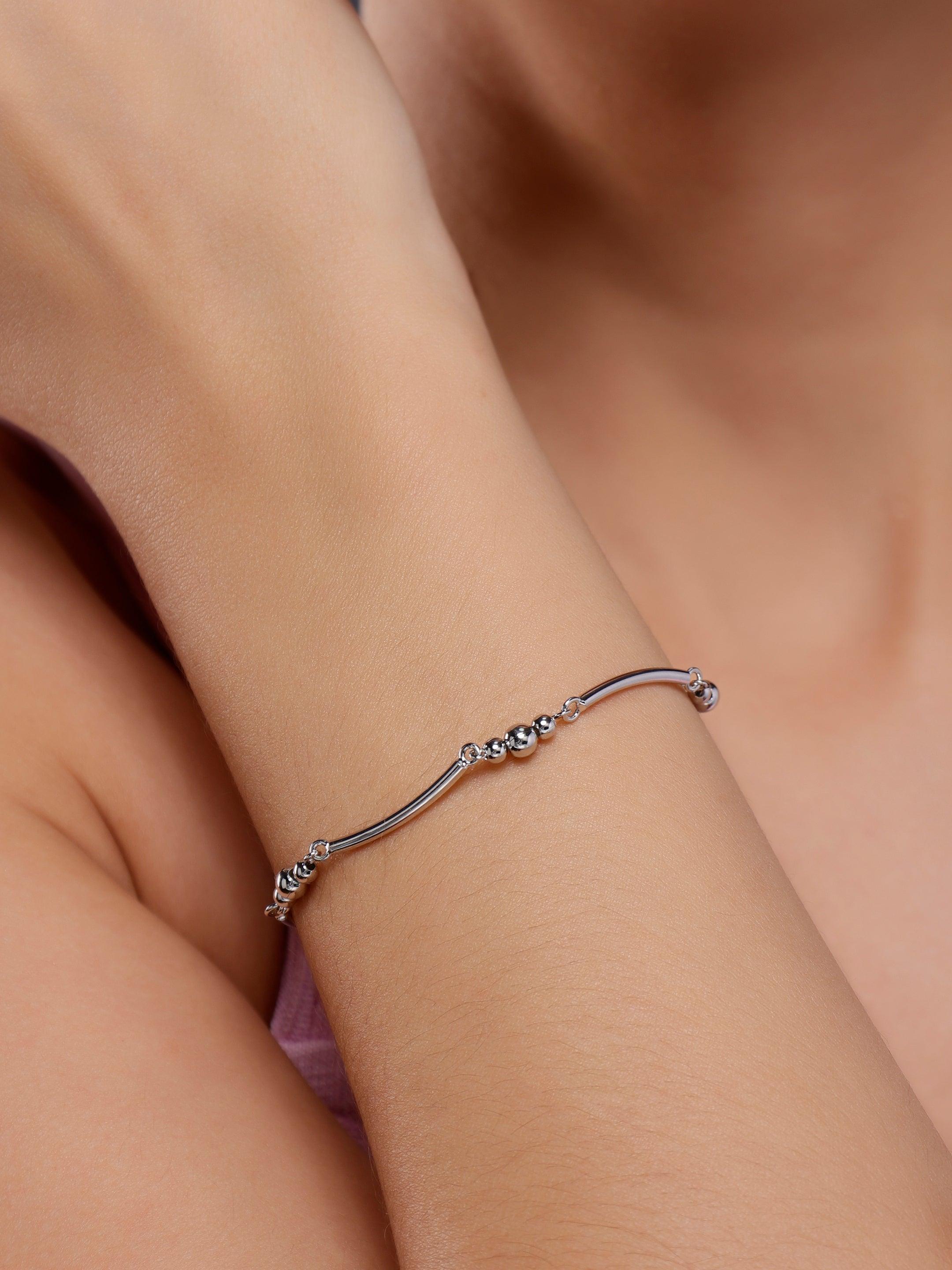 Geometric Whimsical Silver Bracelet - Diavo Jewels