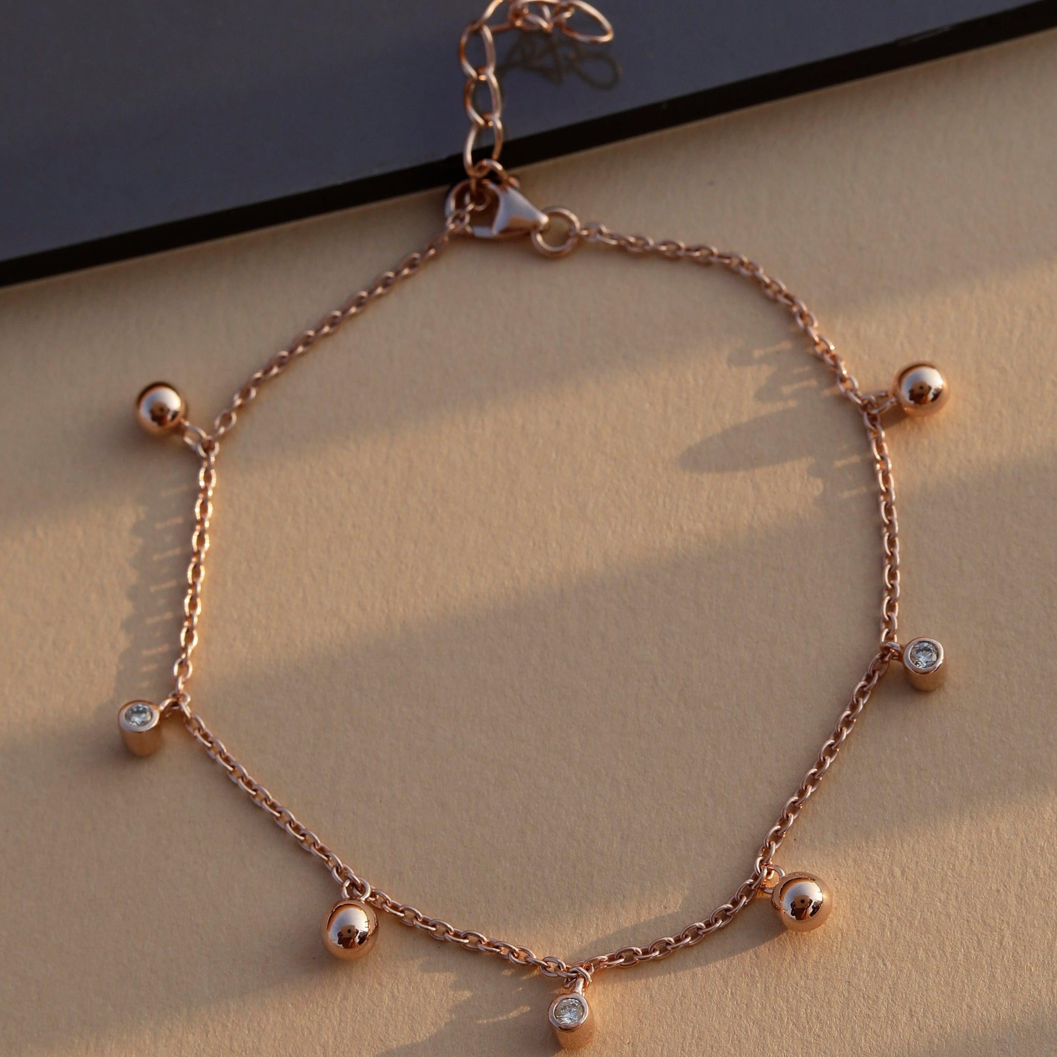 Charm Adorned Rose Gold Bracelet - Diavo Jewels