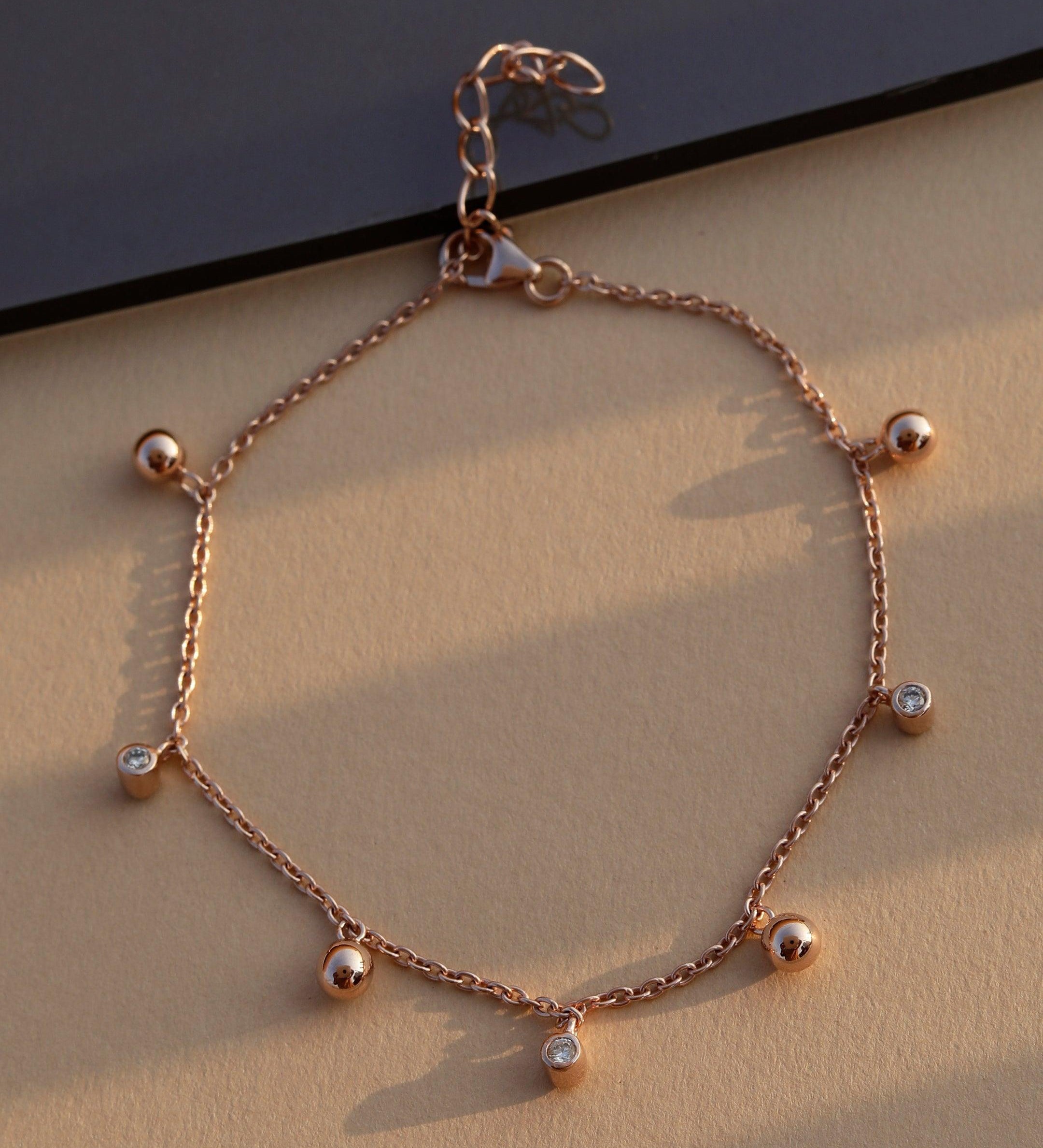 Charm Adorned Rose Gold Bracelet - Diavo Jewels