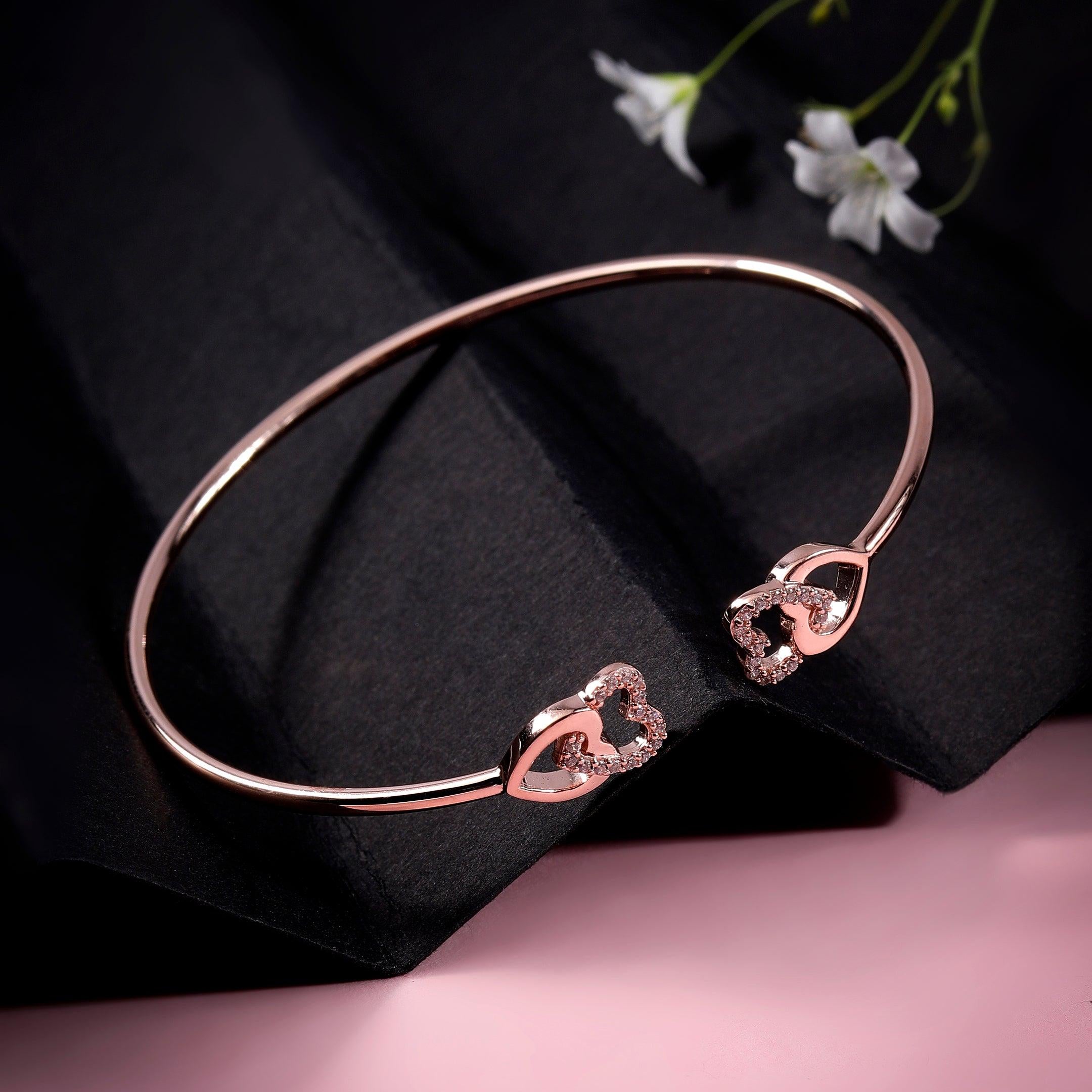 Enamored Hearts CZ Silver Bangle - Diavo Jewels