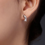 Tilted Floral Fusion Silver Drop Earrings - Diavo Jewels