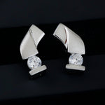 Tilted Floral Fusion Silver Drop Earrings - Diavo Jewels