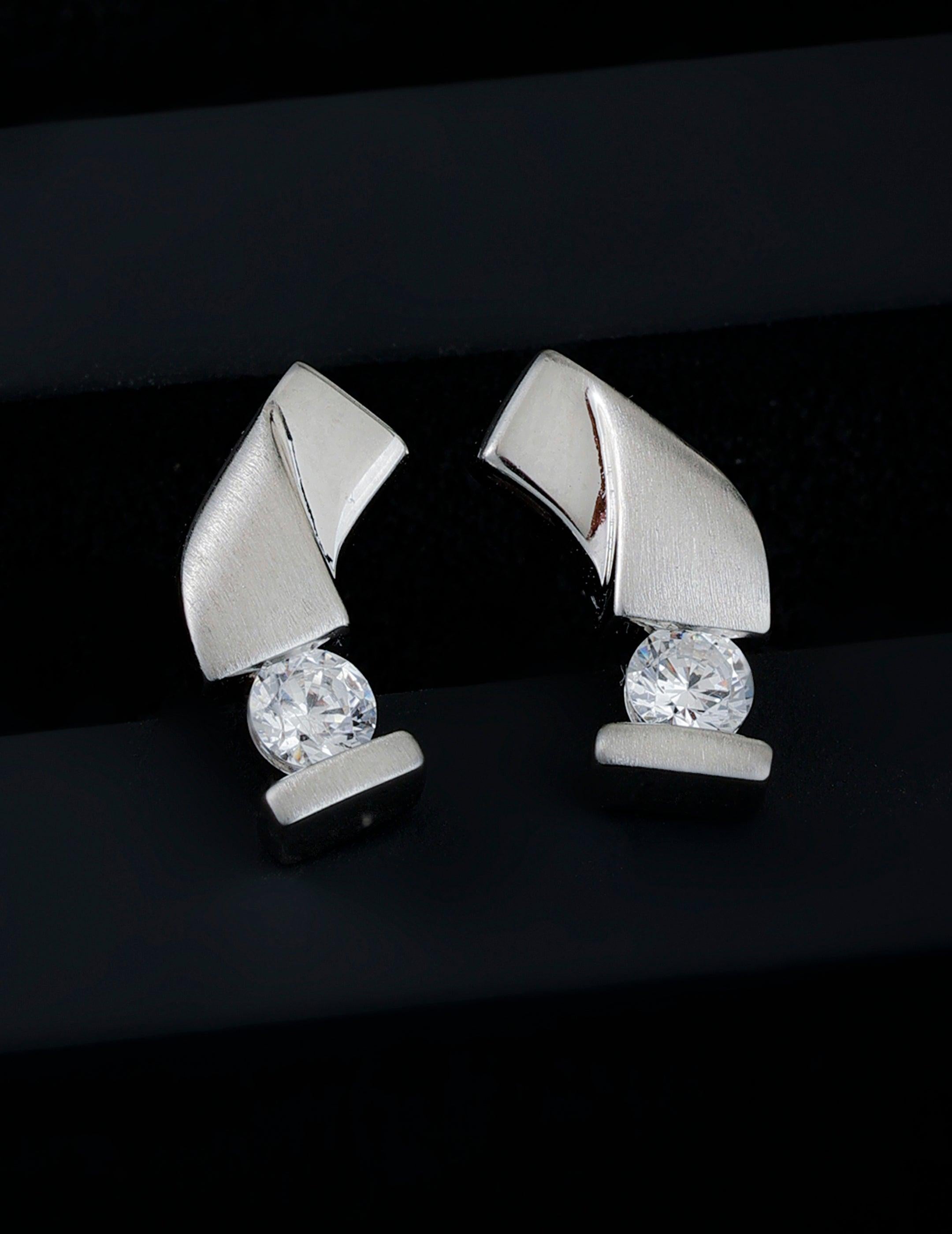 Tilted Floral Fusion Silver Drop Earrings - Diavo Jewels