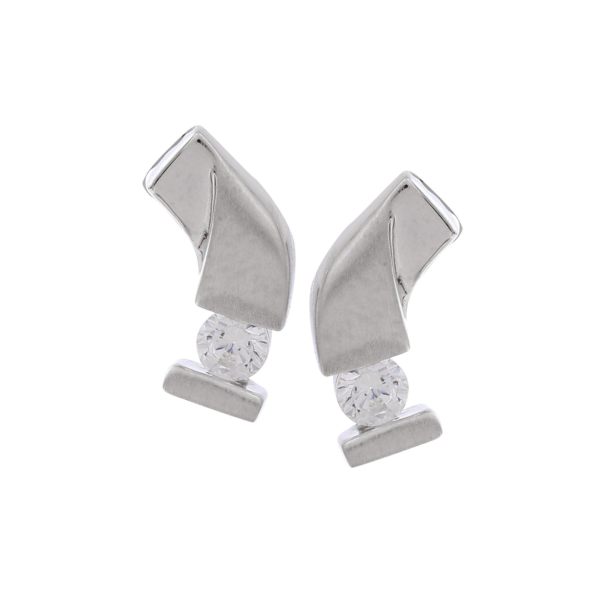 Tilted Floral Fusion Silver Drop Earrings - Diavo Jewels