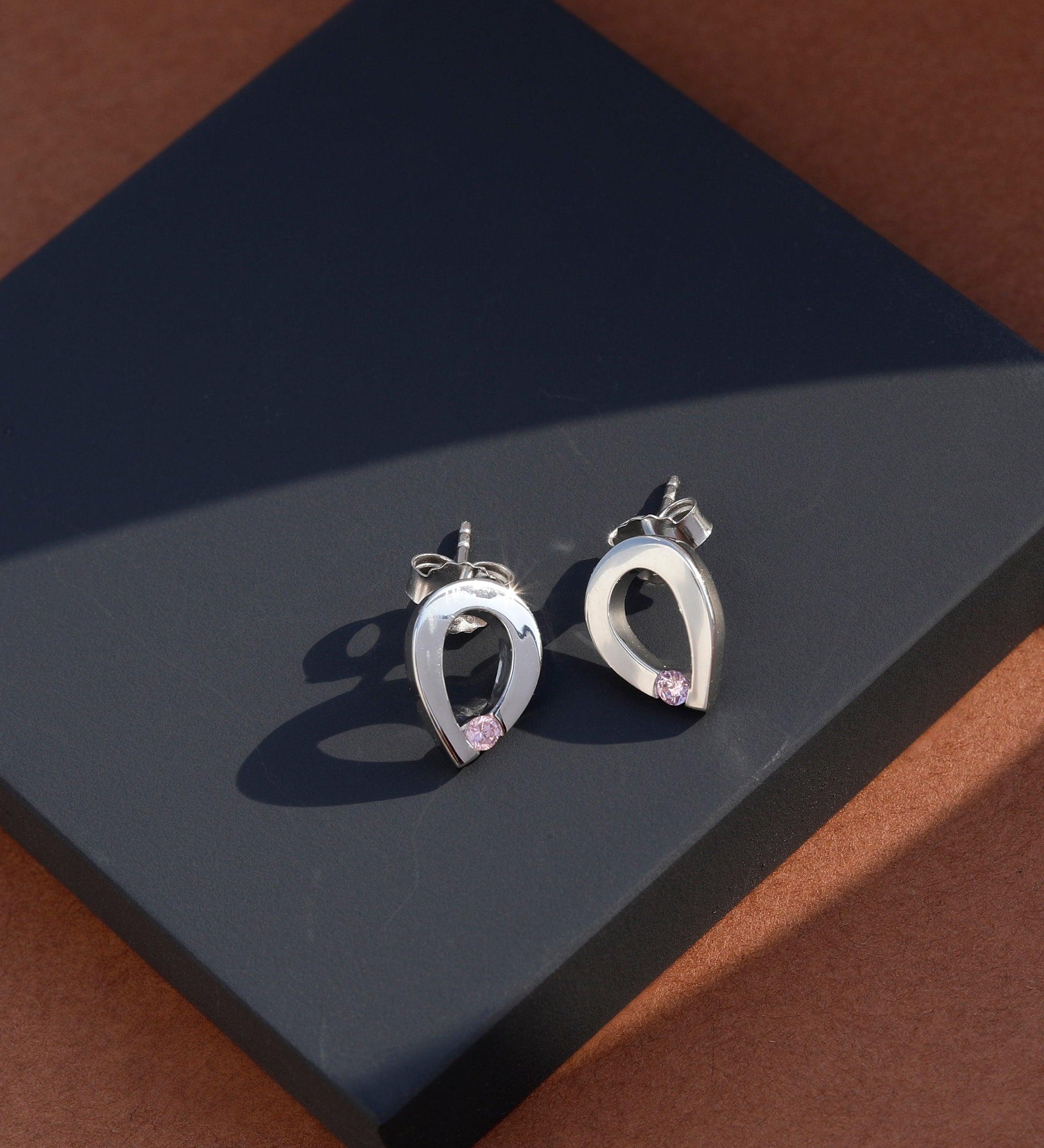 Pink Teardrop Silver Earrings - Diavo Jewels