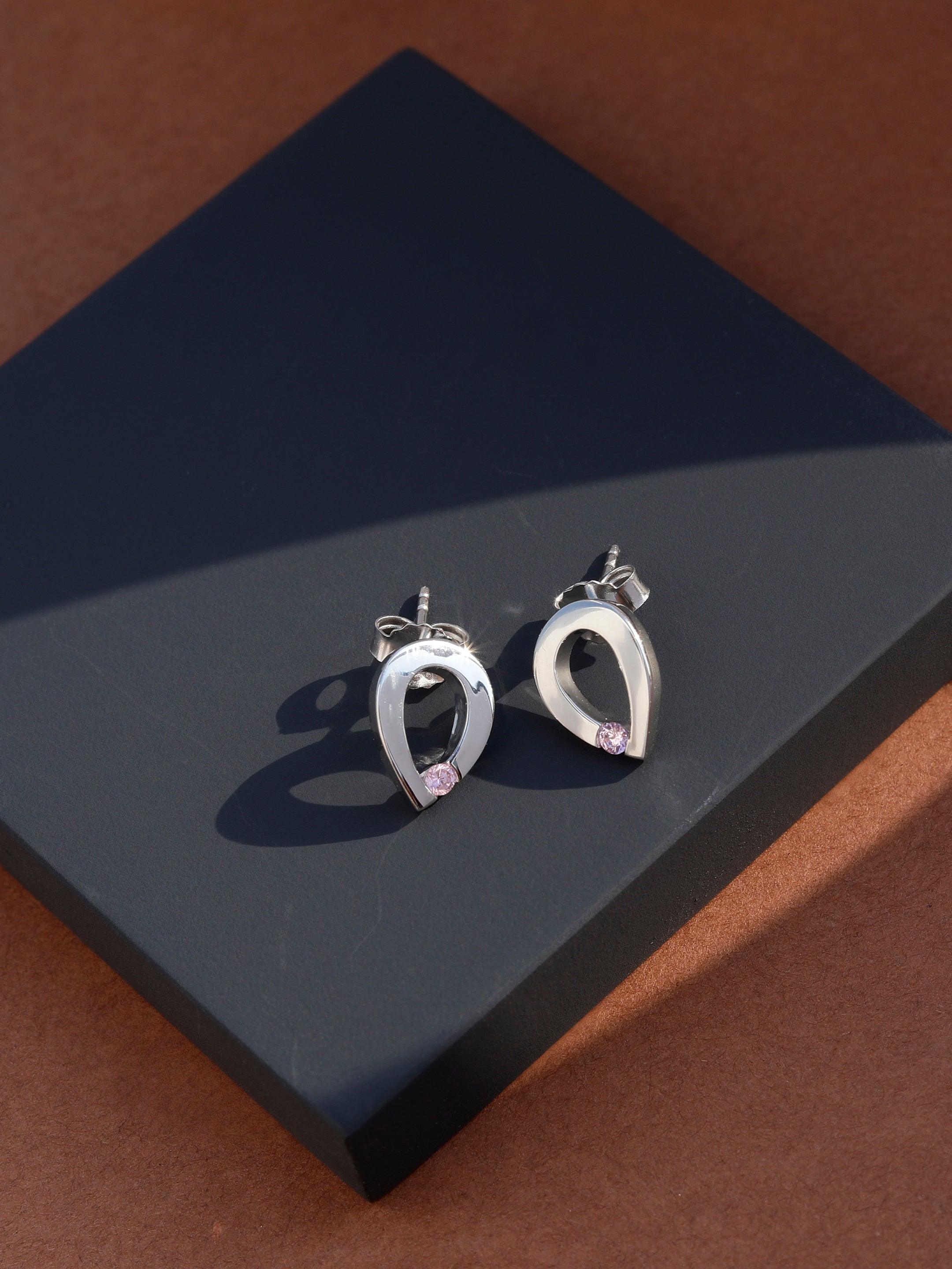 Pink Teardrop Silver Earrings - Diavo Jewels