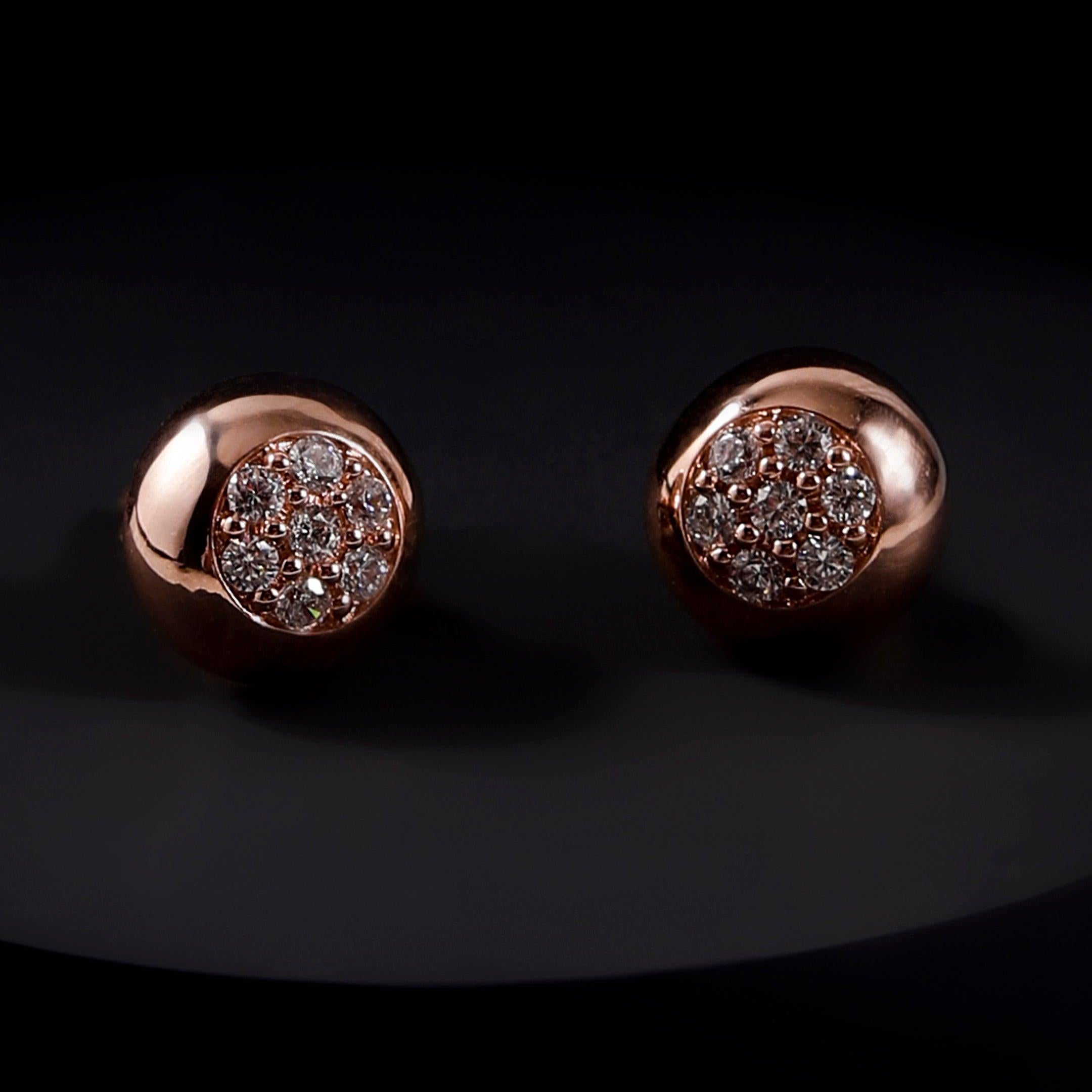 Button Shaped Silver Cubic Studs - Diavo Jewels