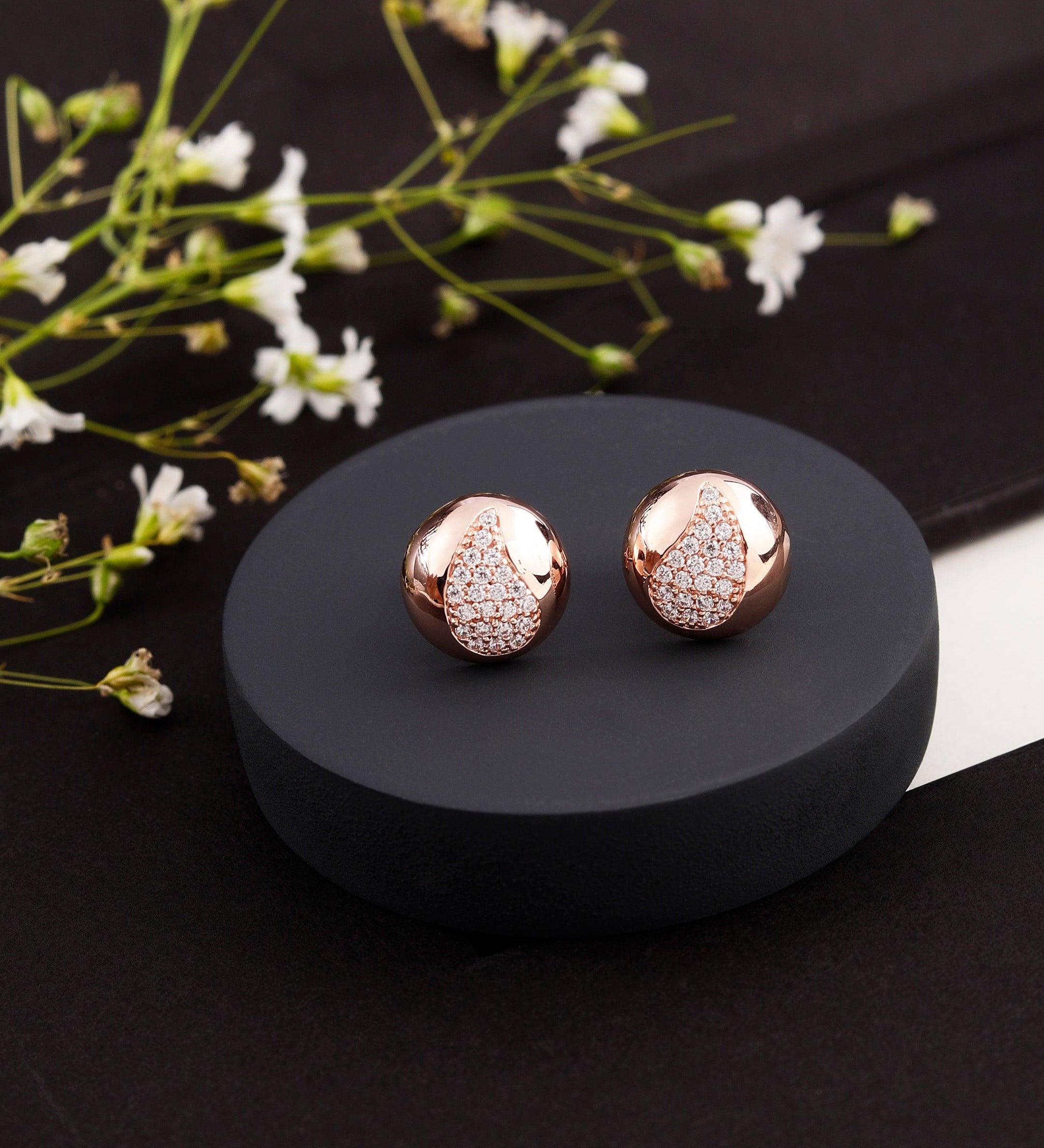 Paisley Dreams Rose Gold Plated Silver Studs - Diavo Jewels