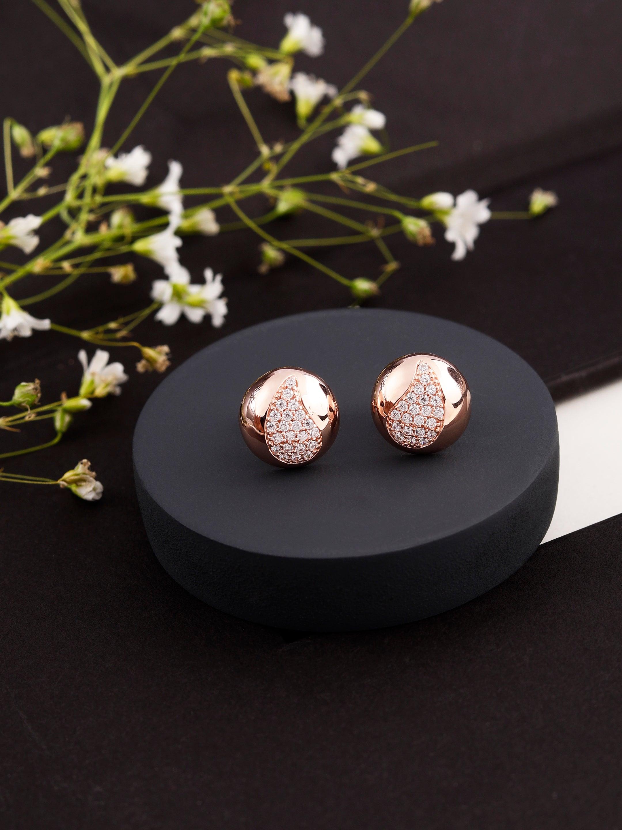 Paisley Dreams Rose Gold Plated Silver Studs - Diavo Jewels