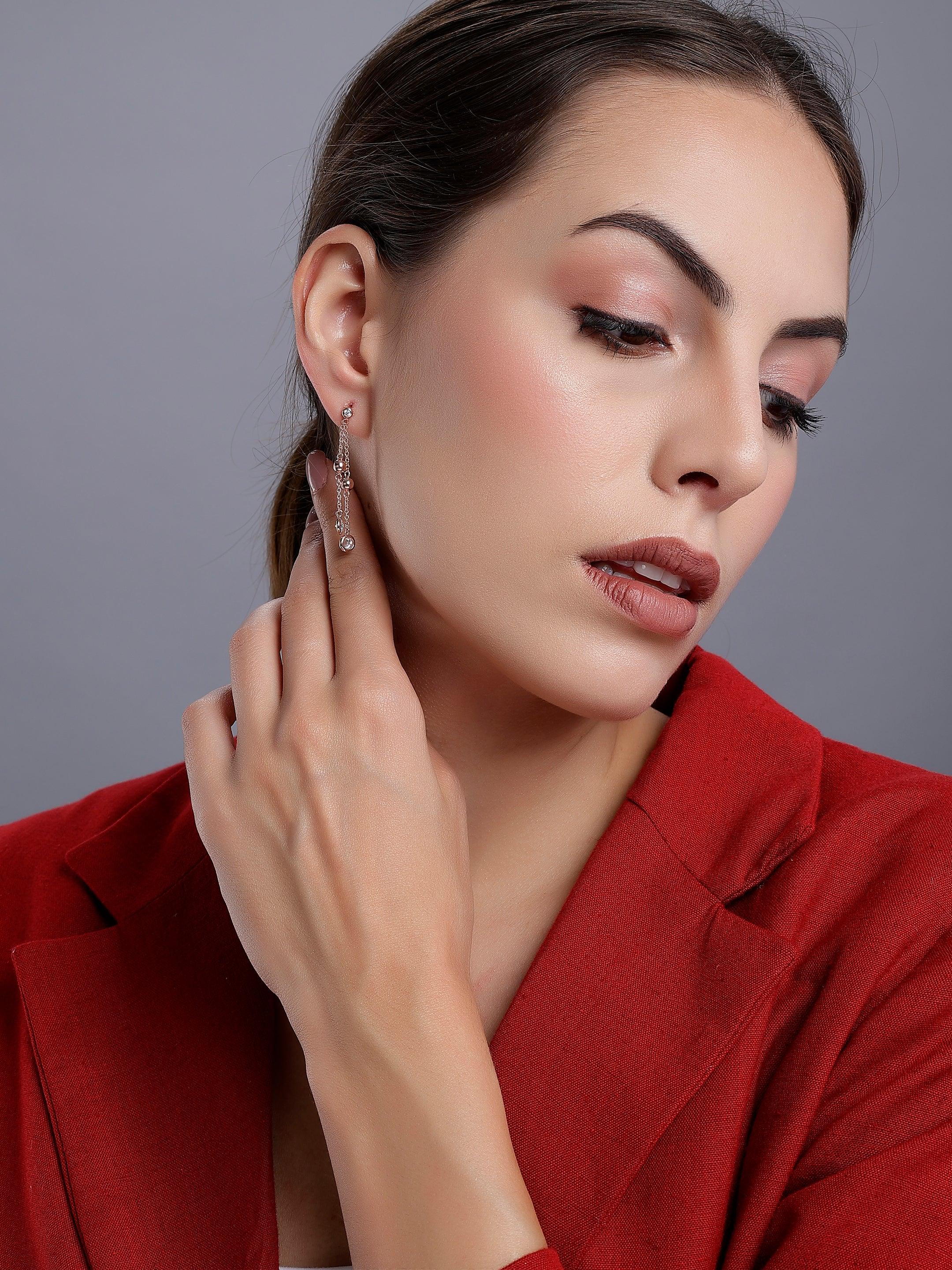 Layered Drape Silver Earrings - Diavo Jewels