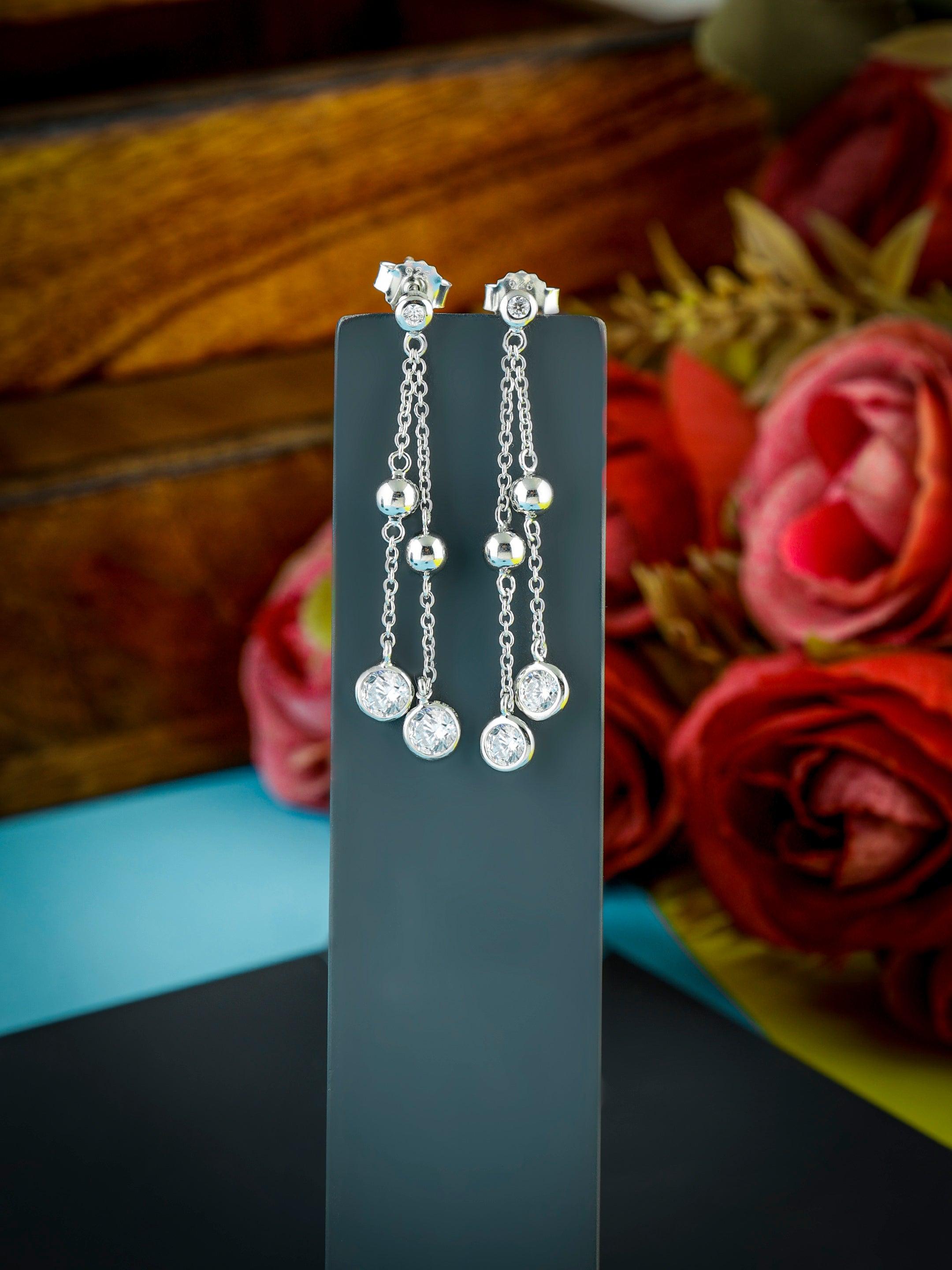 Flowing Cascade Silver Earrings - Diavo Jewels