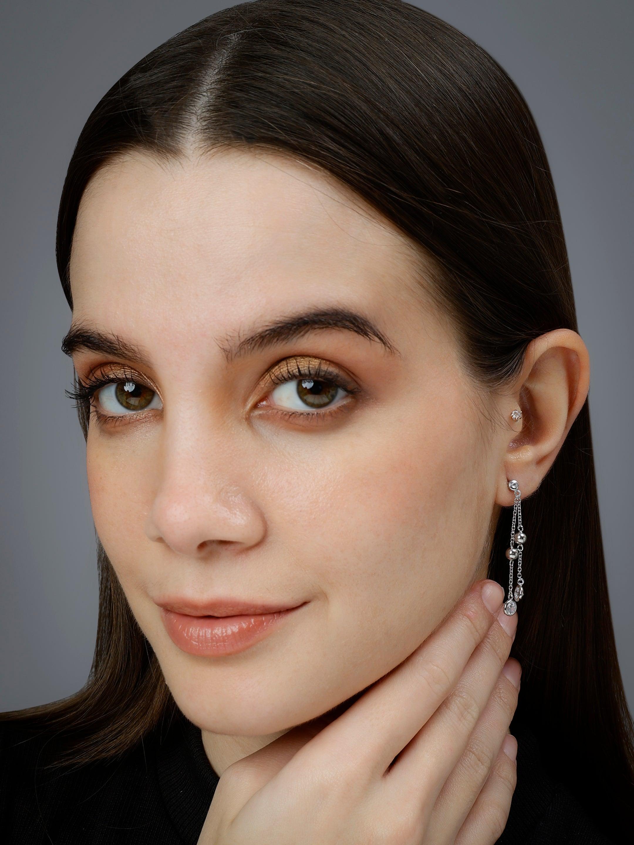 Flowing Cascade Silver Earrings - Diavo Jewels