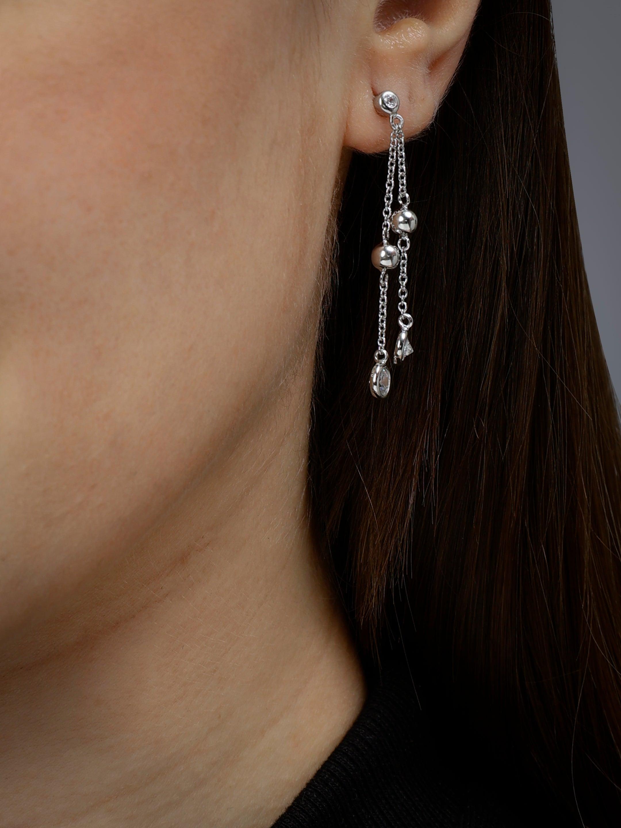 Flowing Cascade Silver Earrings - Diavo Jewels