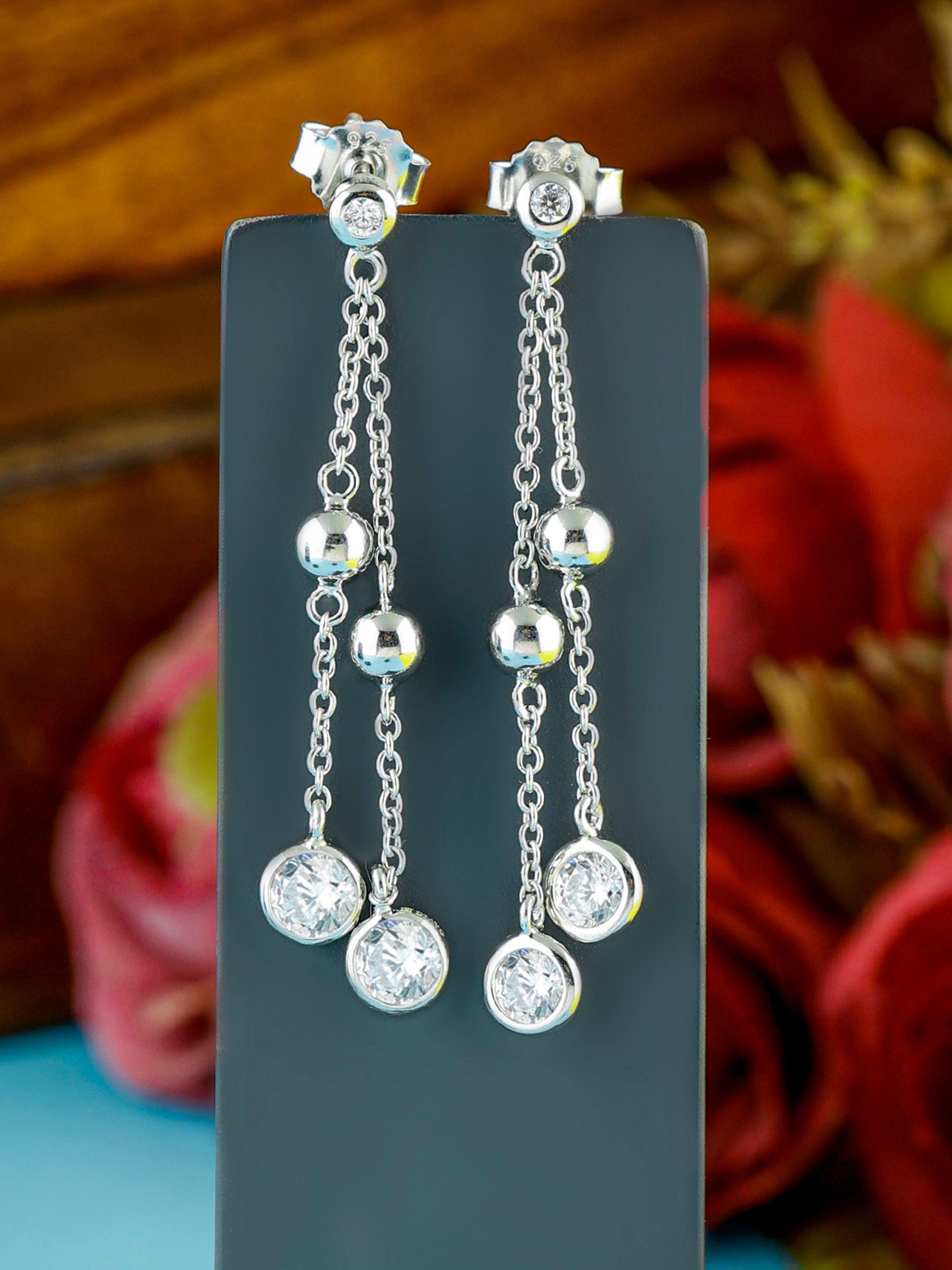 Flowing Cascade Silver Earrings - Diavo Jewels