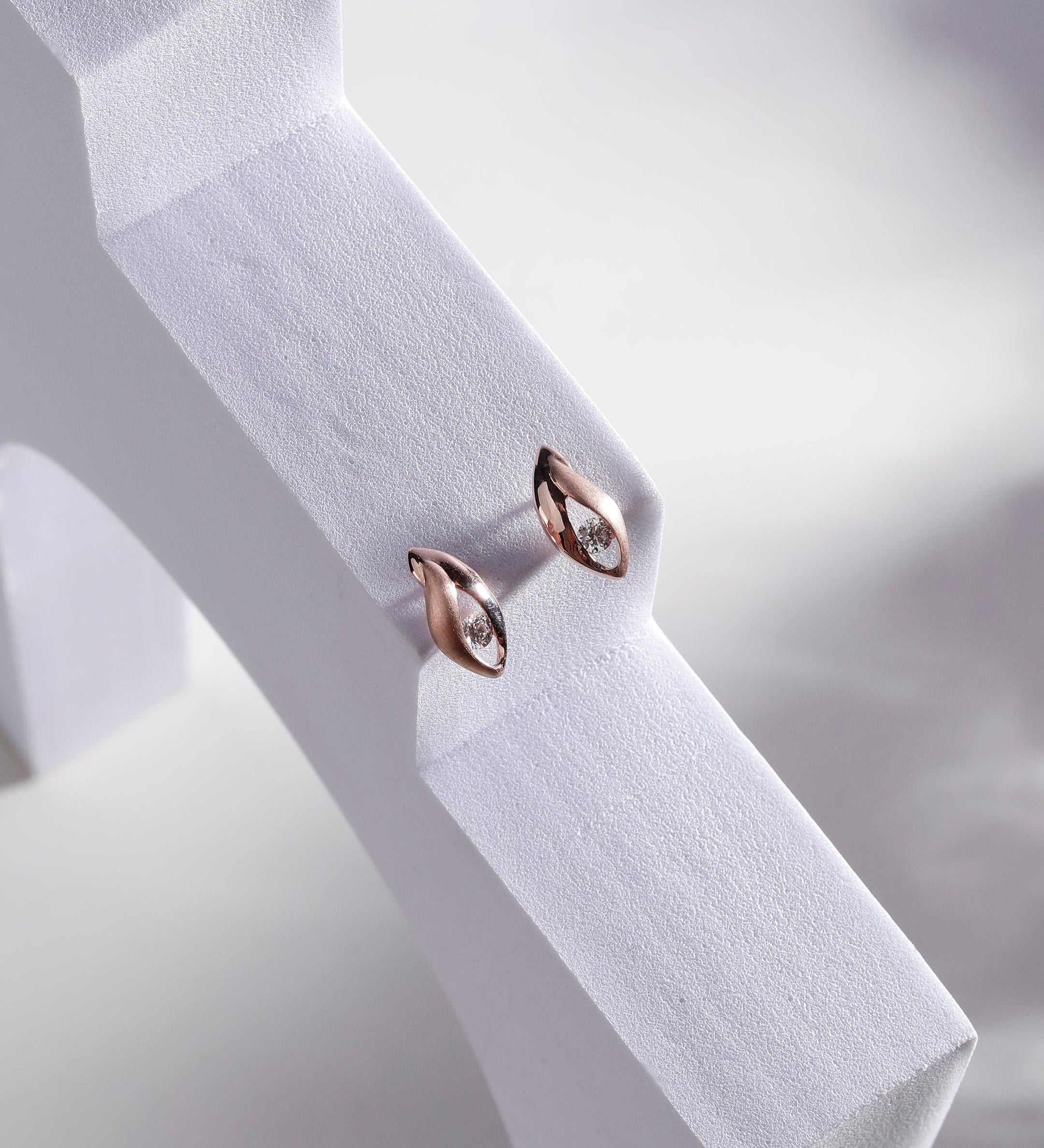 Enigma Gaze Rose Gold Plated Silver Earrings - Diavo Jewels