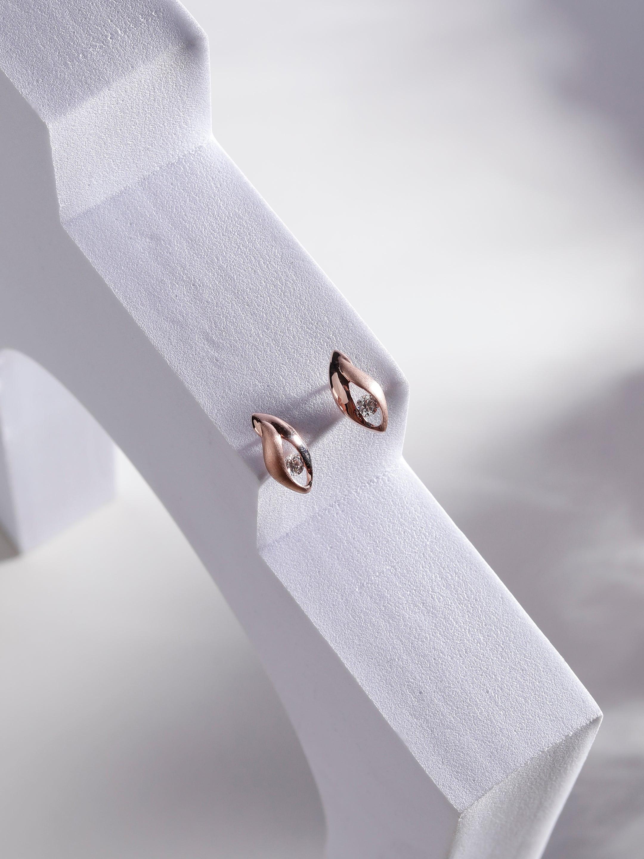 Enigma Gaze Rose Gold Plated Silver Earrings - Diavo Jewels