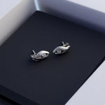 Rhodium Gaze Eye-Shaped Silver Earrings - Diavo Jewels