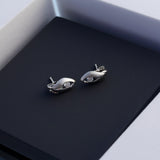 Rhodium Gaze Eye-Shaped Silver Earrings - Diavo Jewels