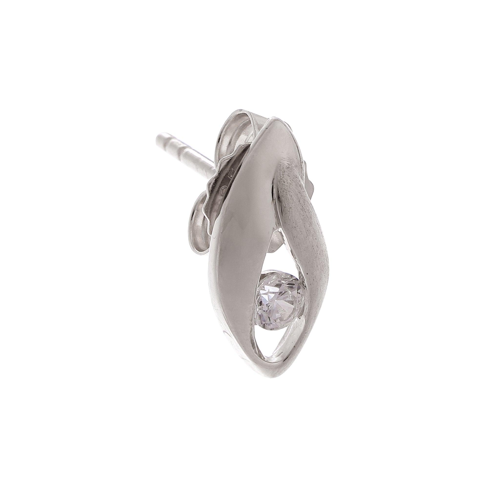 Rhodium Gaze Eye-Shaped Silver Earrings - Diavo Jewels