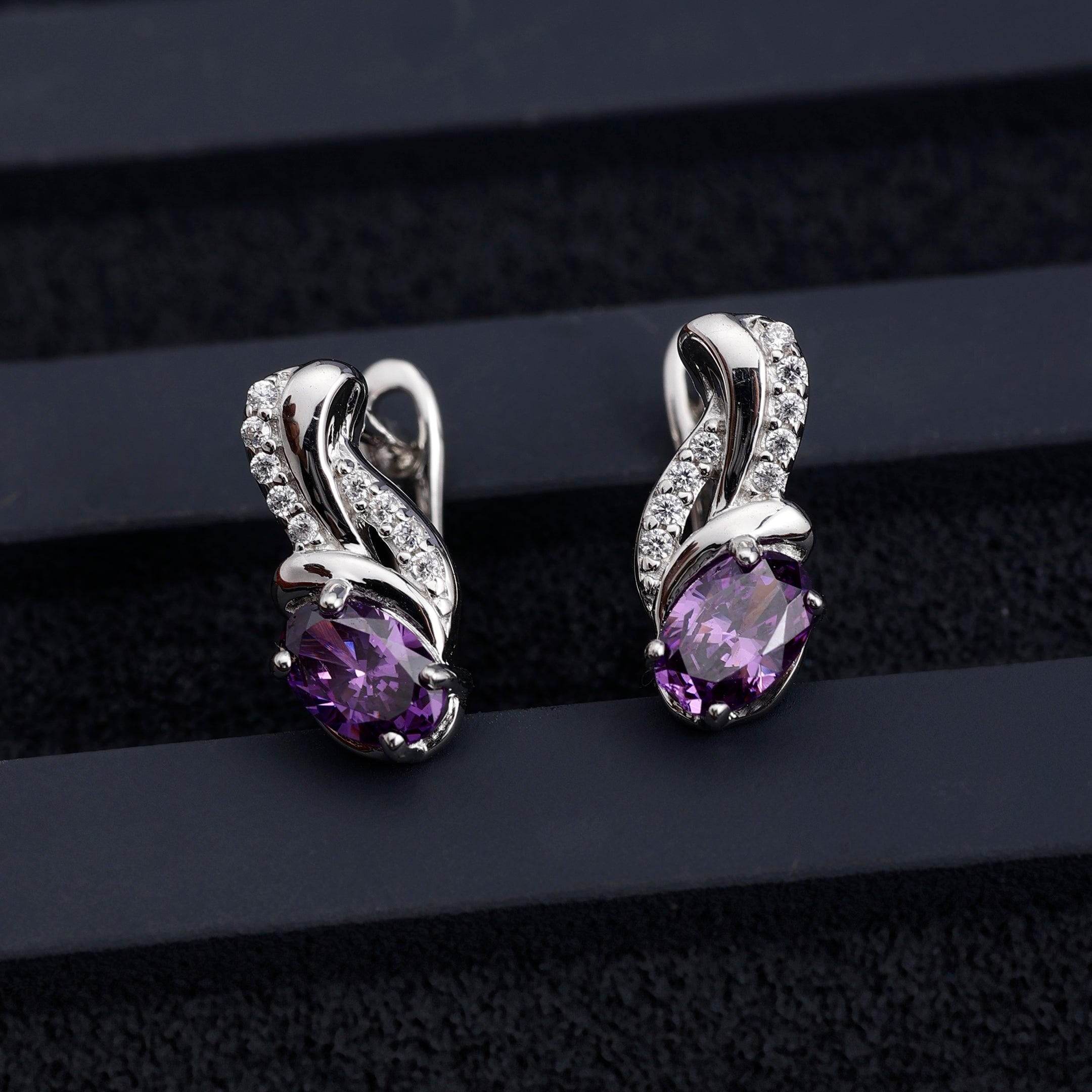 Amethyst Adorn Silver Earrings