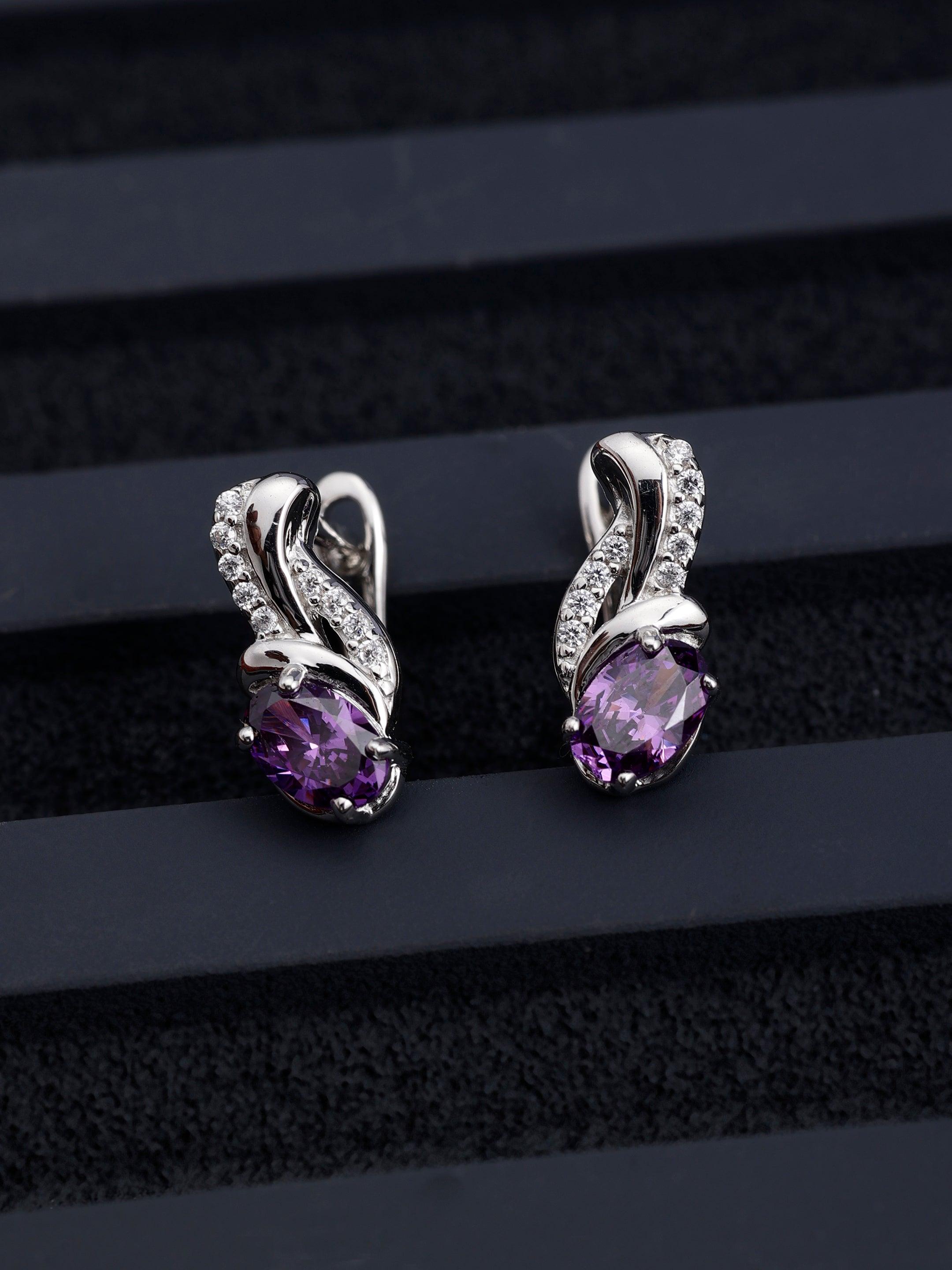 Amethyst Adorn Silver Earrings