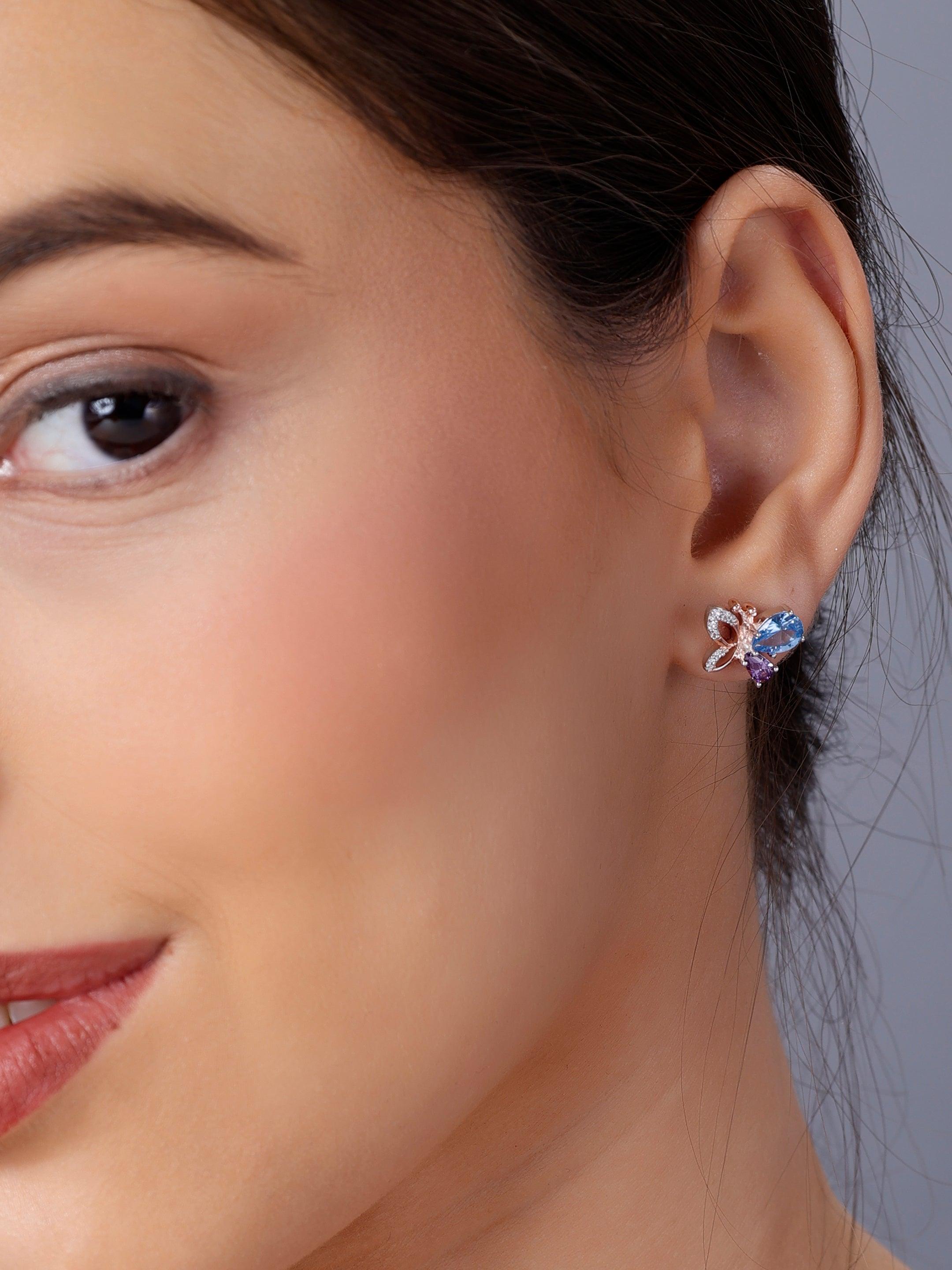 Colorful Flutter Silver Earrings - Diavo Jewels