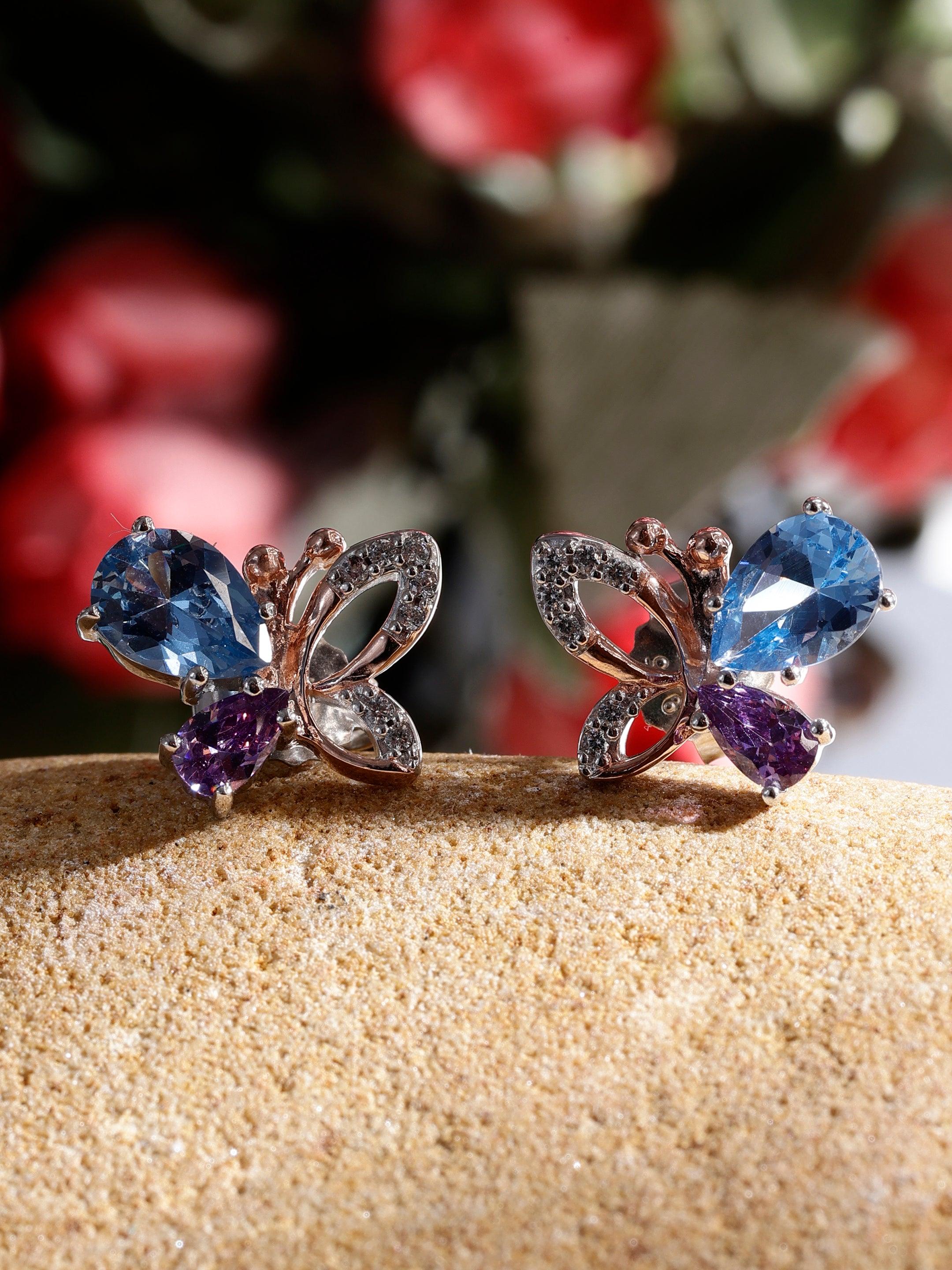 Colorful Flutter Silver Earrings - Diavo Jewels