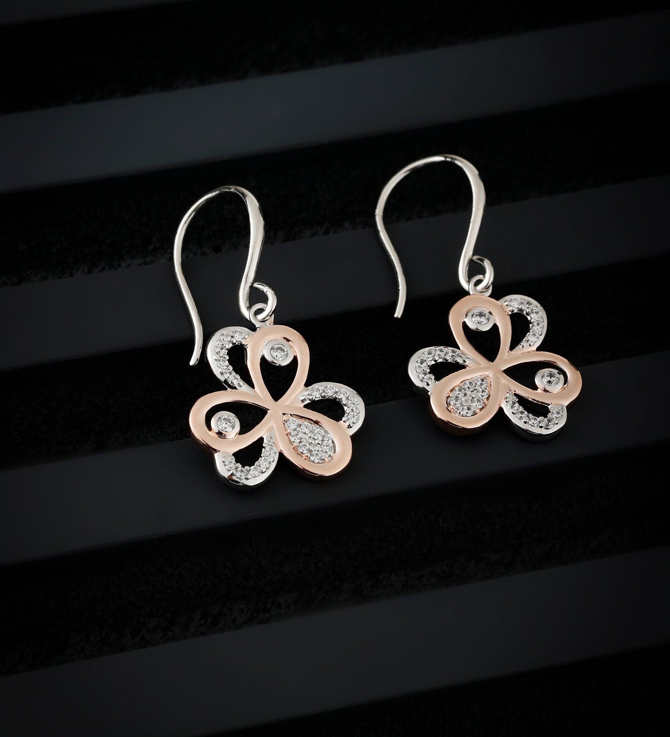 Lucky Omen Dual-Tone Silver Earrings - Diavo Jewels