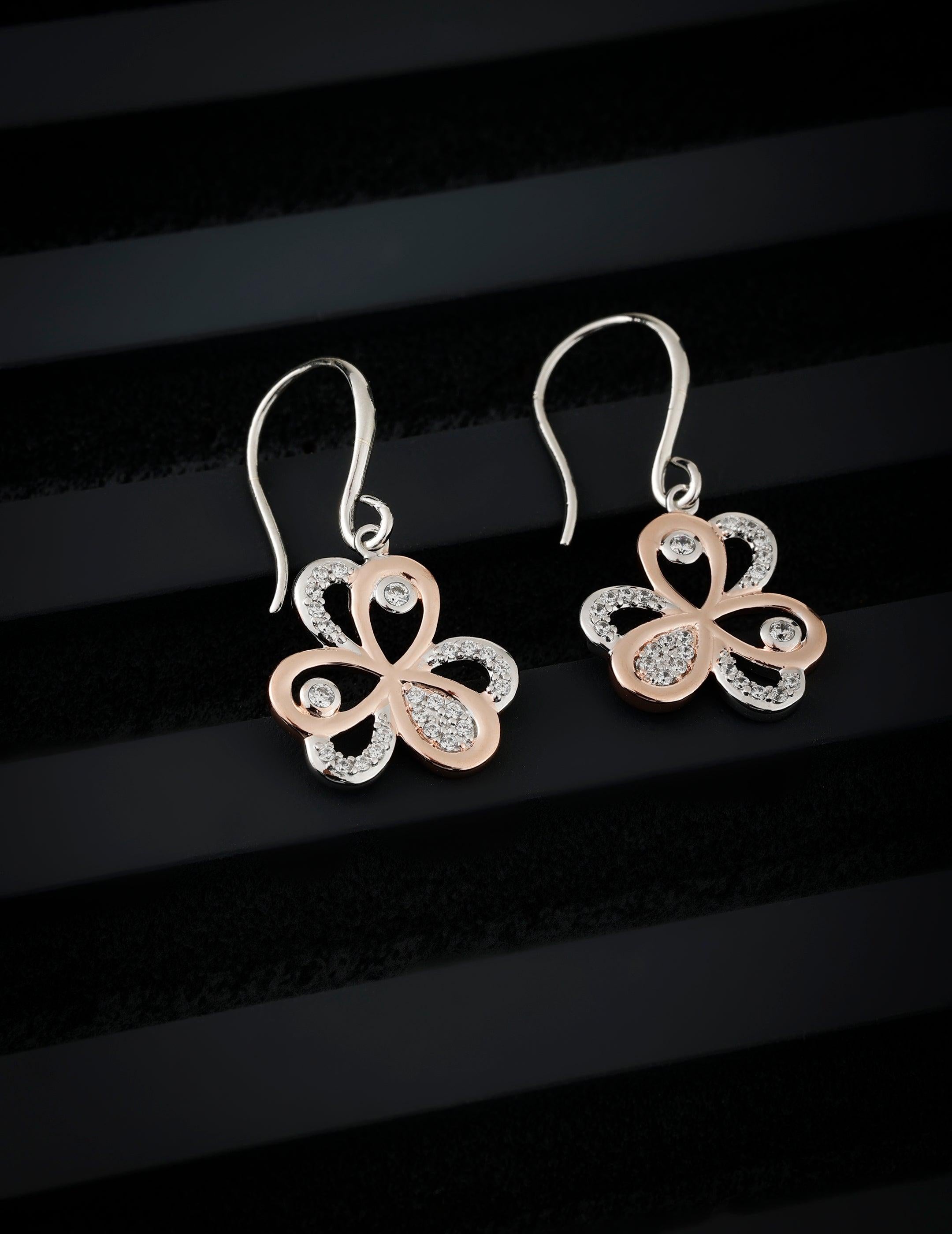 Lucky Omen Dual-Tone Silver Earrings - Diavo Jewels