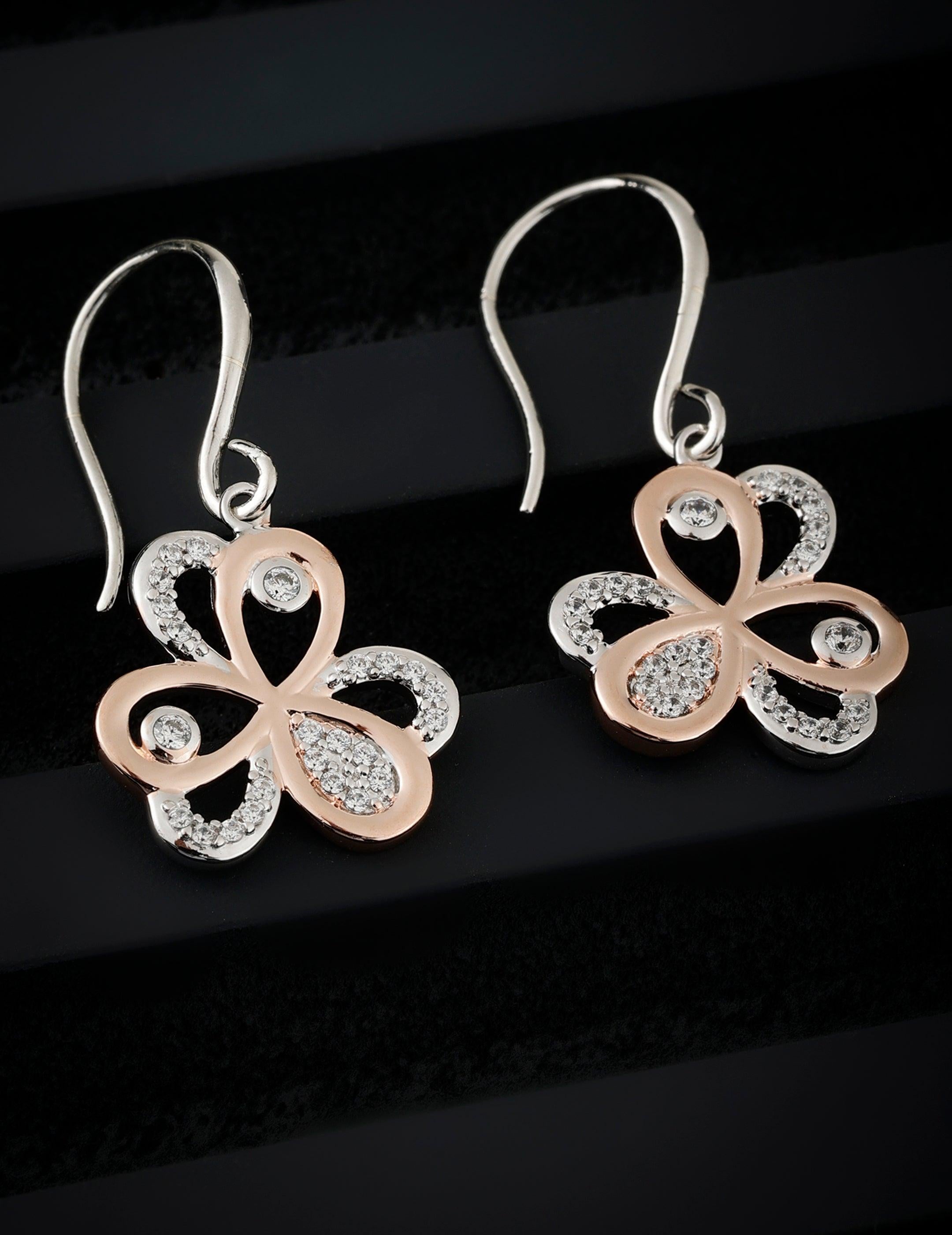 Lucky Omen Dual-Tone Silver Earrings - Diavo Jewels