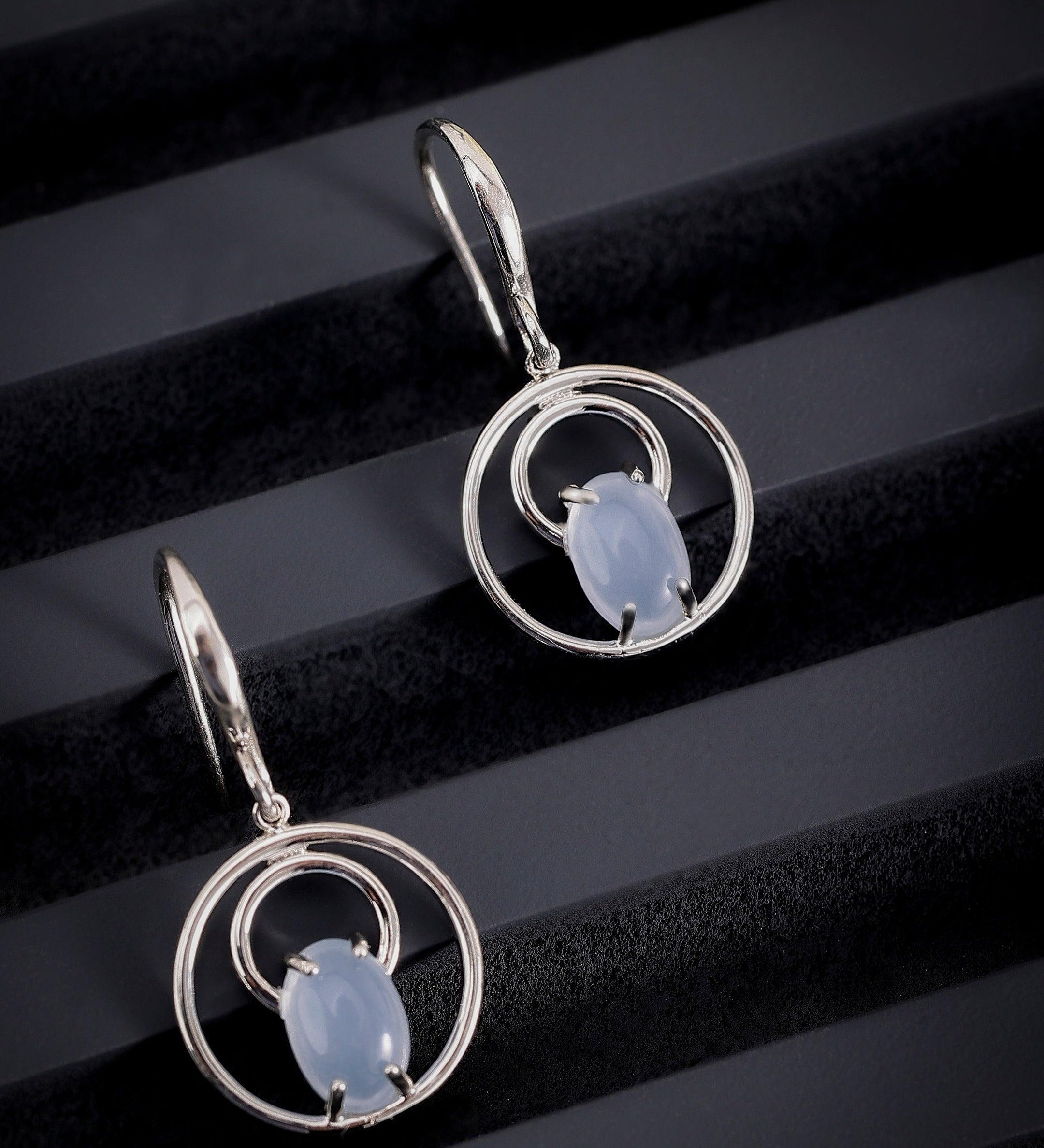 Moonstone Drop Silver Earrings - Diavo Jewels